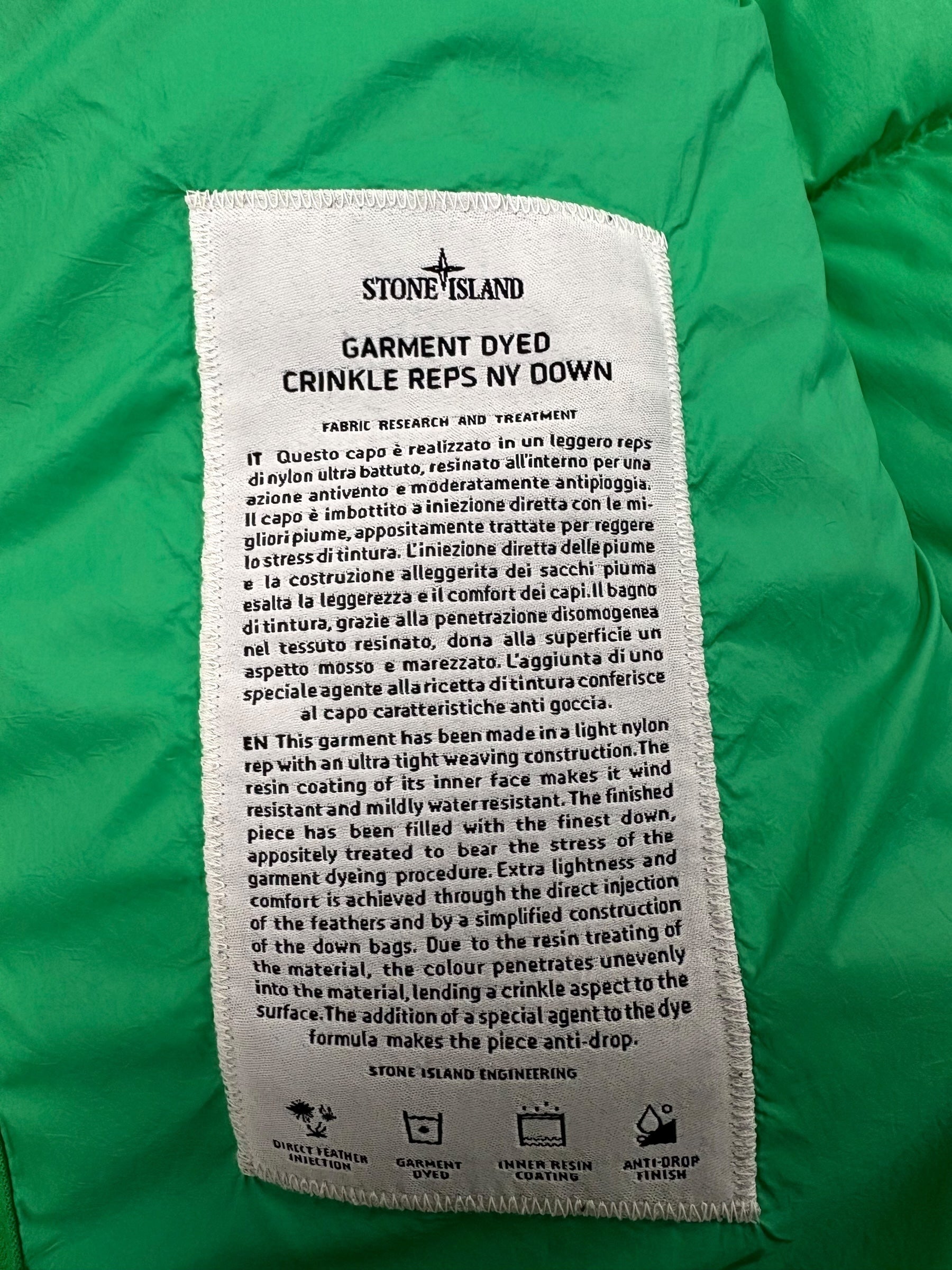 DOUDOUNE STONE ISLAND GARMENT DYED CRINKLE REPS NY DOWN - VERT - TAILLE M