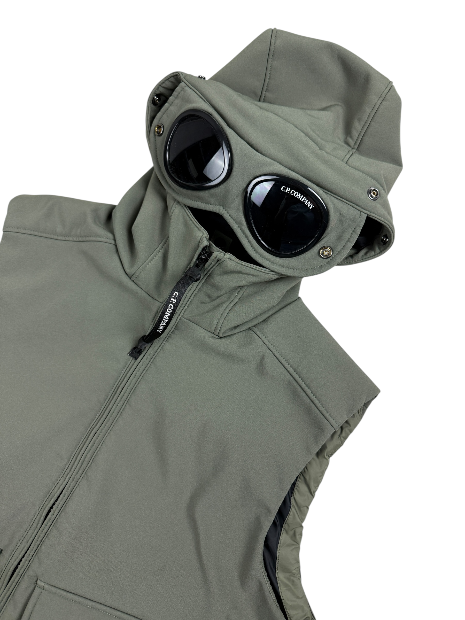 GILET C.P COMPANY SHELL-R GOGGLE JACKET - KAKI - TAILLE 12 ANS
