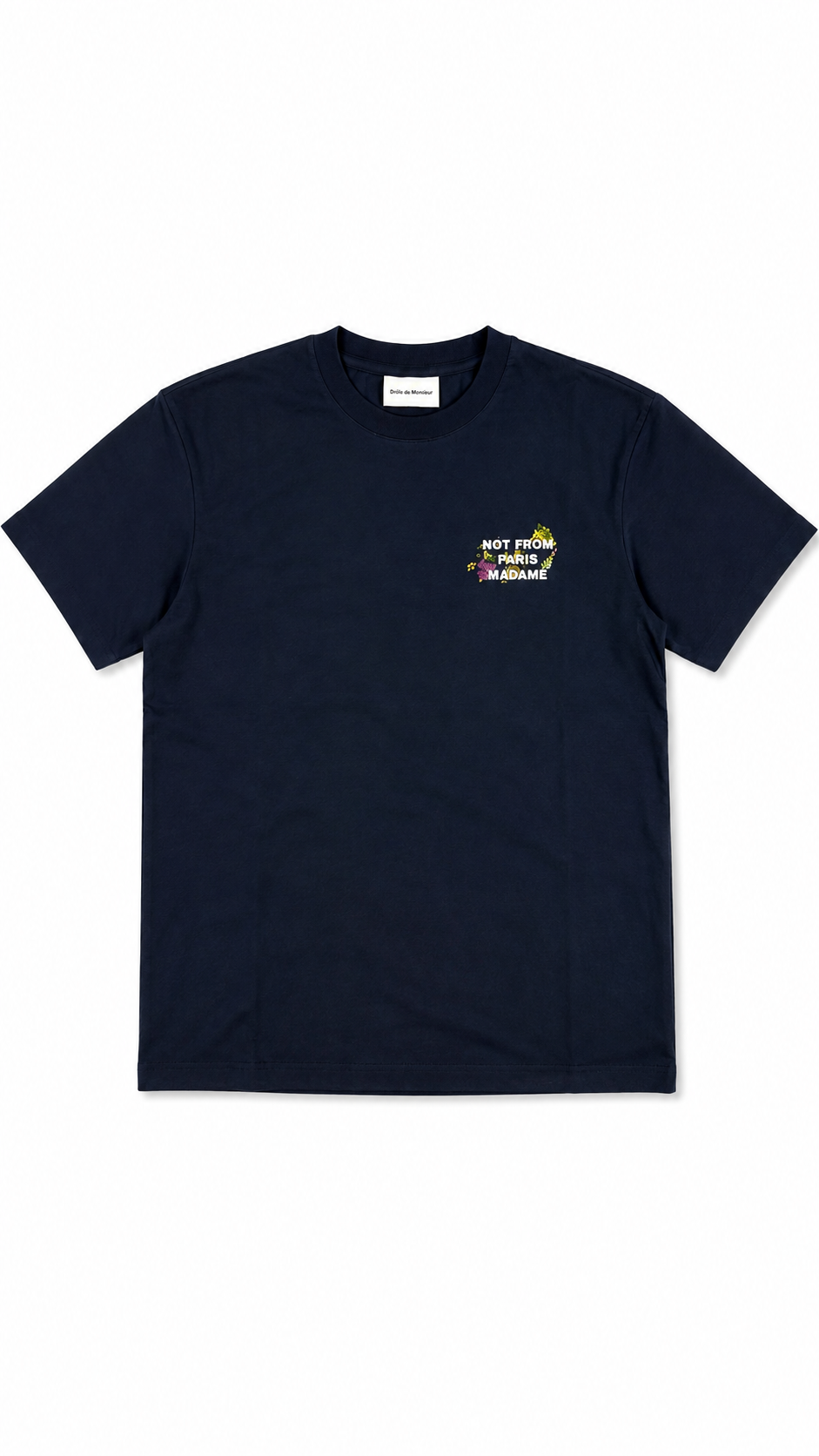 Tee-shirt Drôle de Monsieur Vine Embroidered Slogan bleu marine - Neuf