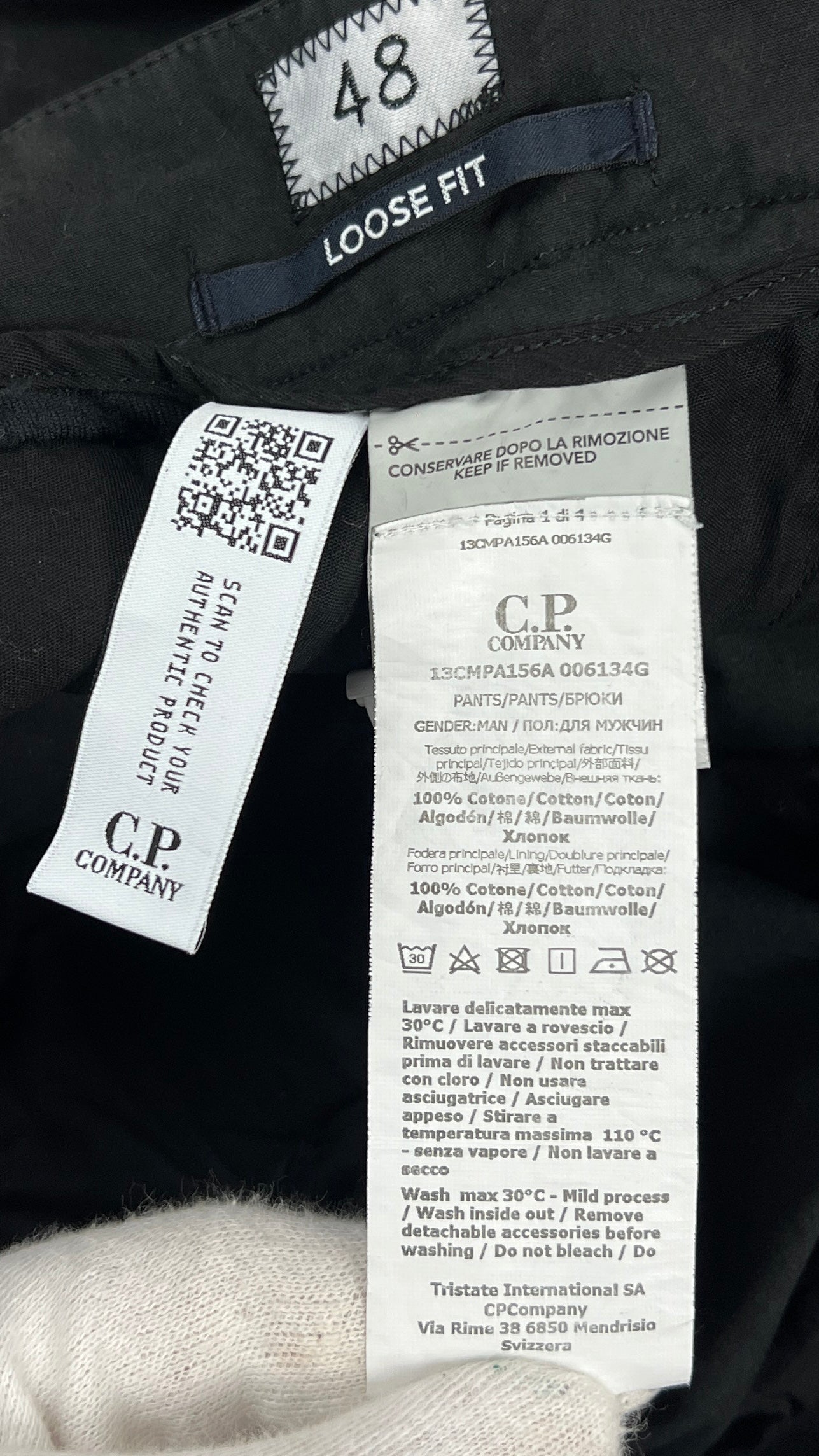 Pantalon Cargo C.P. Company Loose Fit - Noir - Taille 48