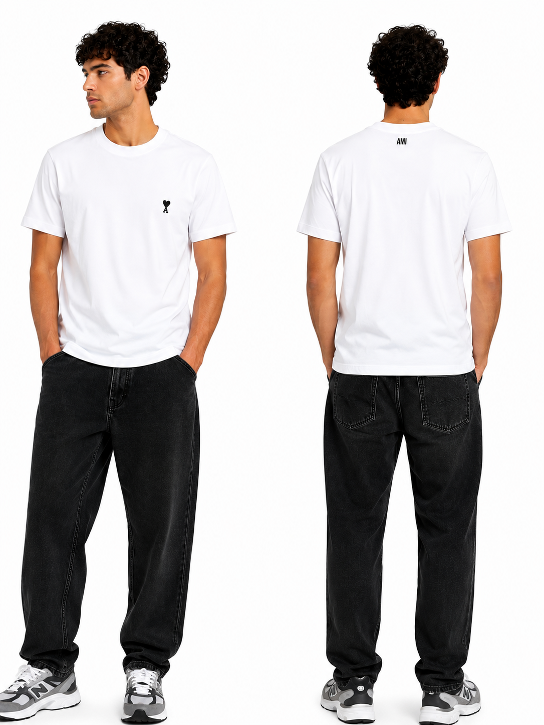 T-shirt Ami de Coeur Ami Paris - Blanc Cœur Noir - Neuf