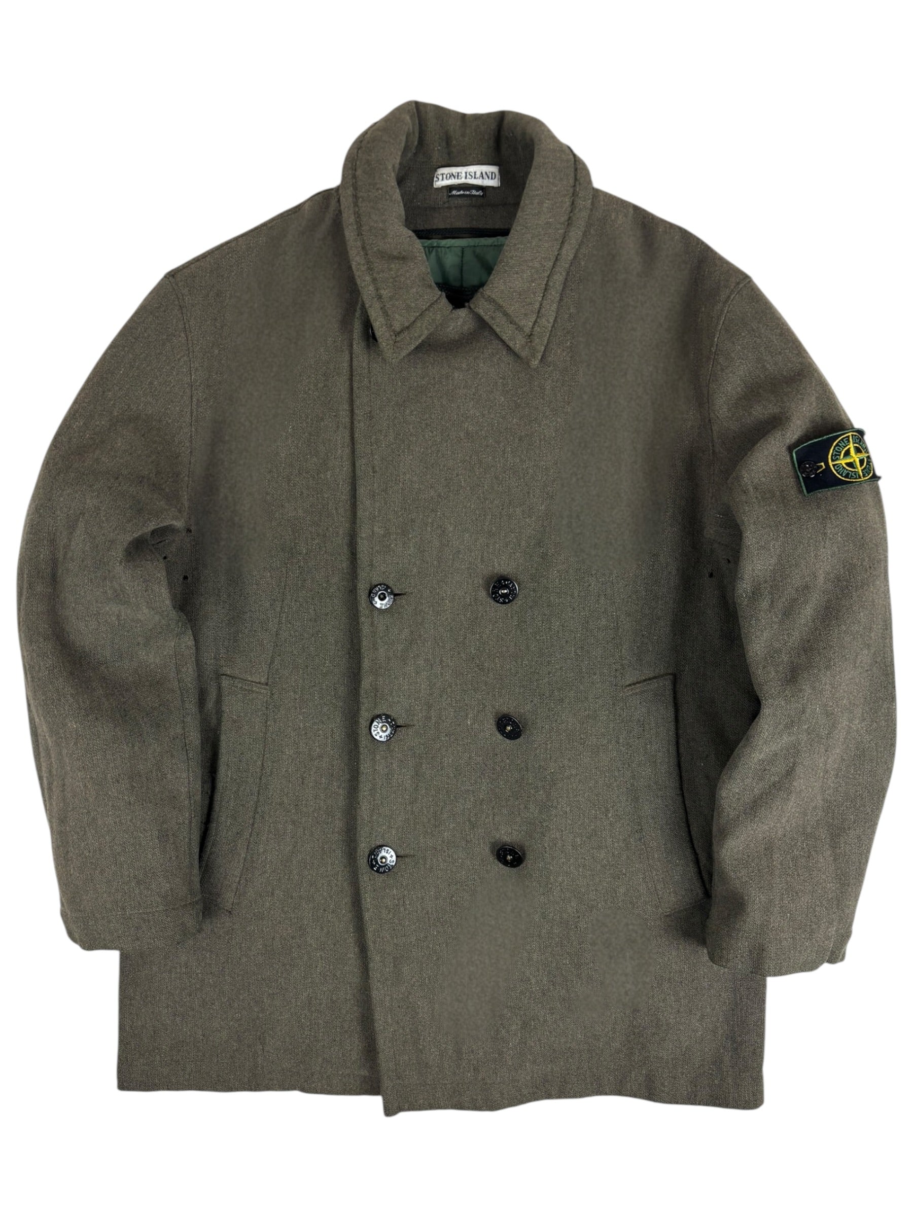 TRENCH STONE ISLAND VINTAGE 1996 EN LAINE ÉPAISSE - KAKI - TAILLE L