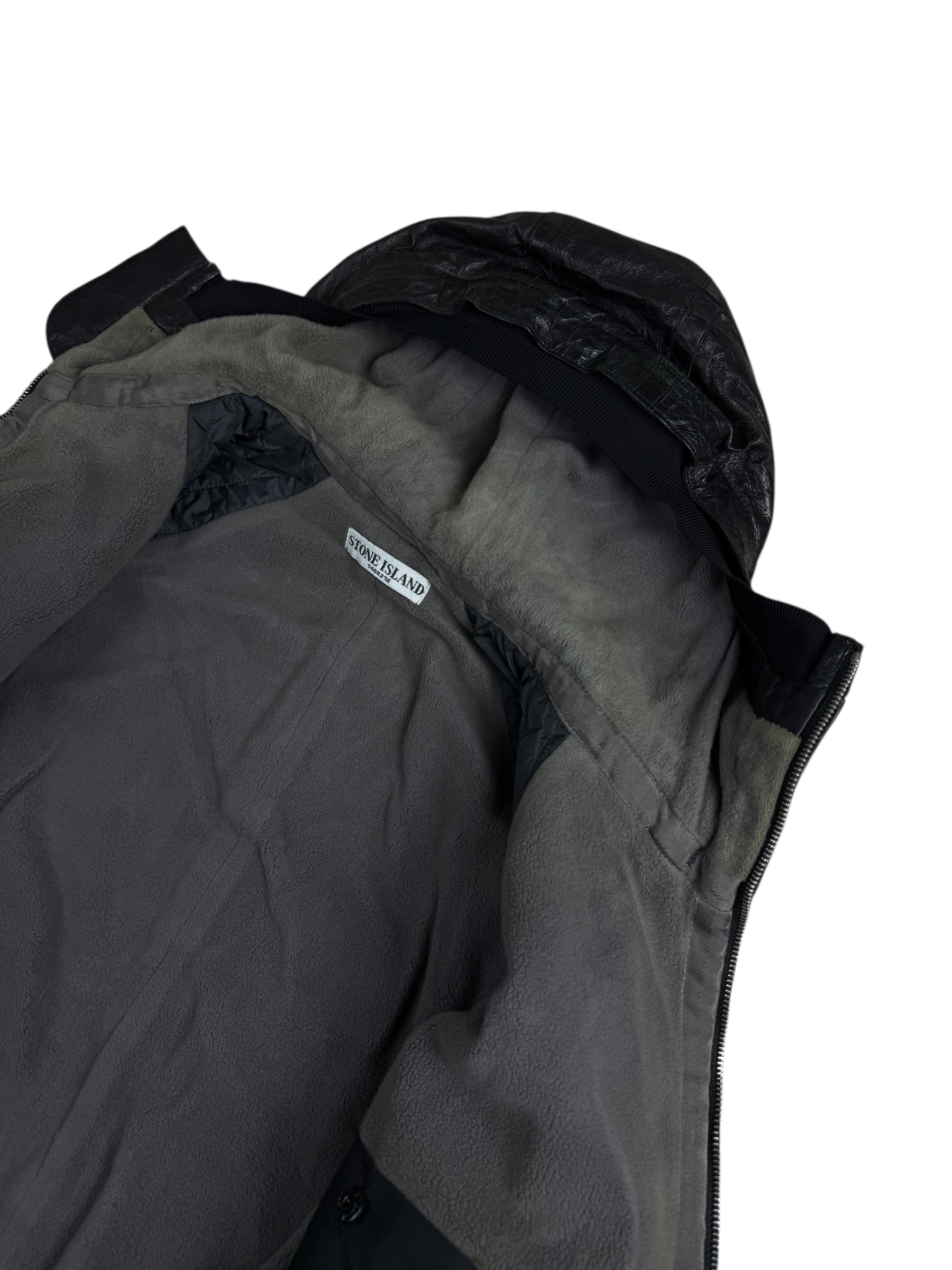 VESTE STONE ISLAND CAST_METAL LEATHER - NOIR - TAILLE M