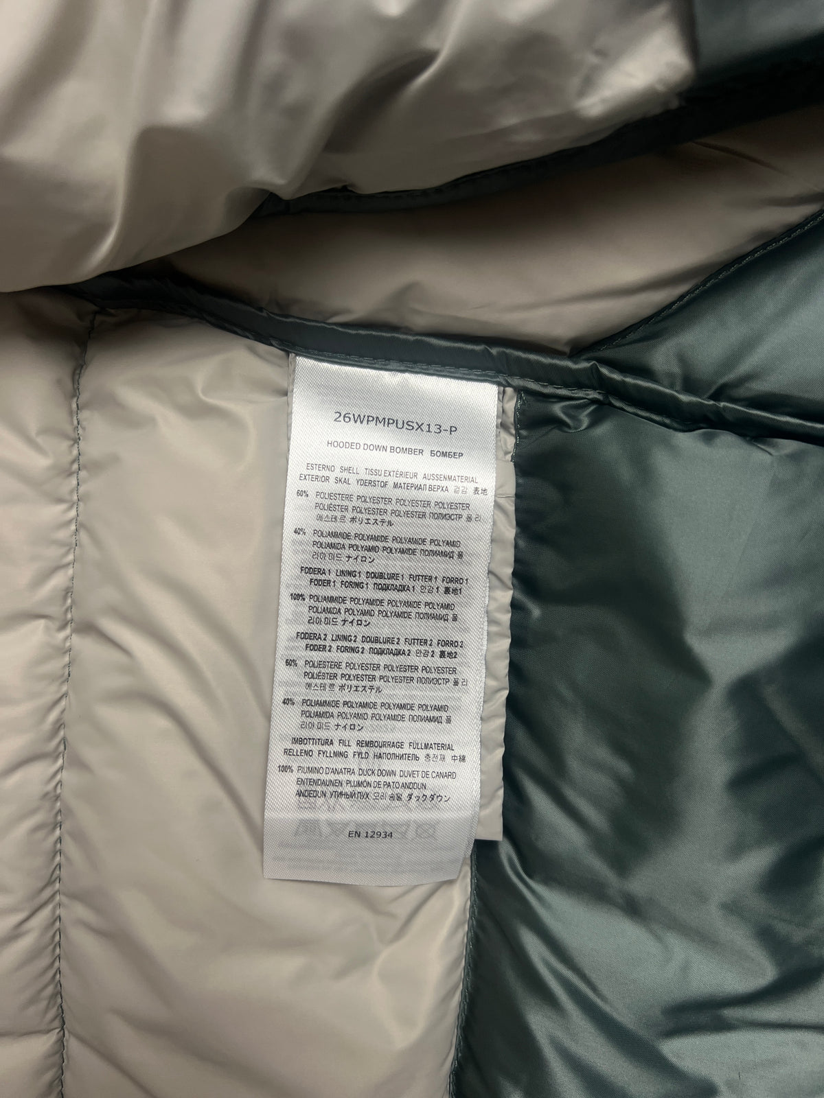 Doudoune à Capuche Parajumpers Pharrell, Vert Pétrole, Neuf — photographie complémentaire 6