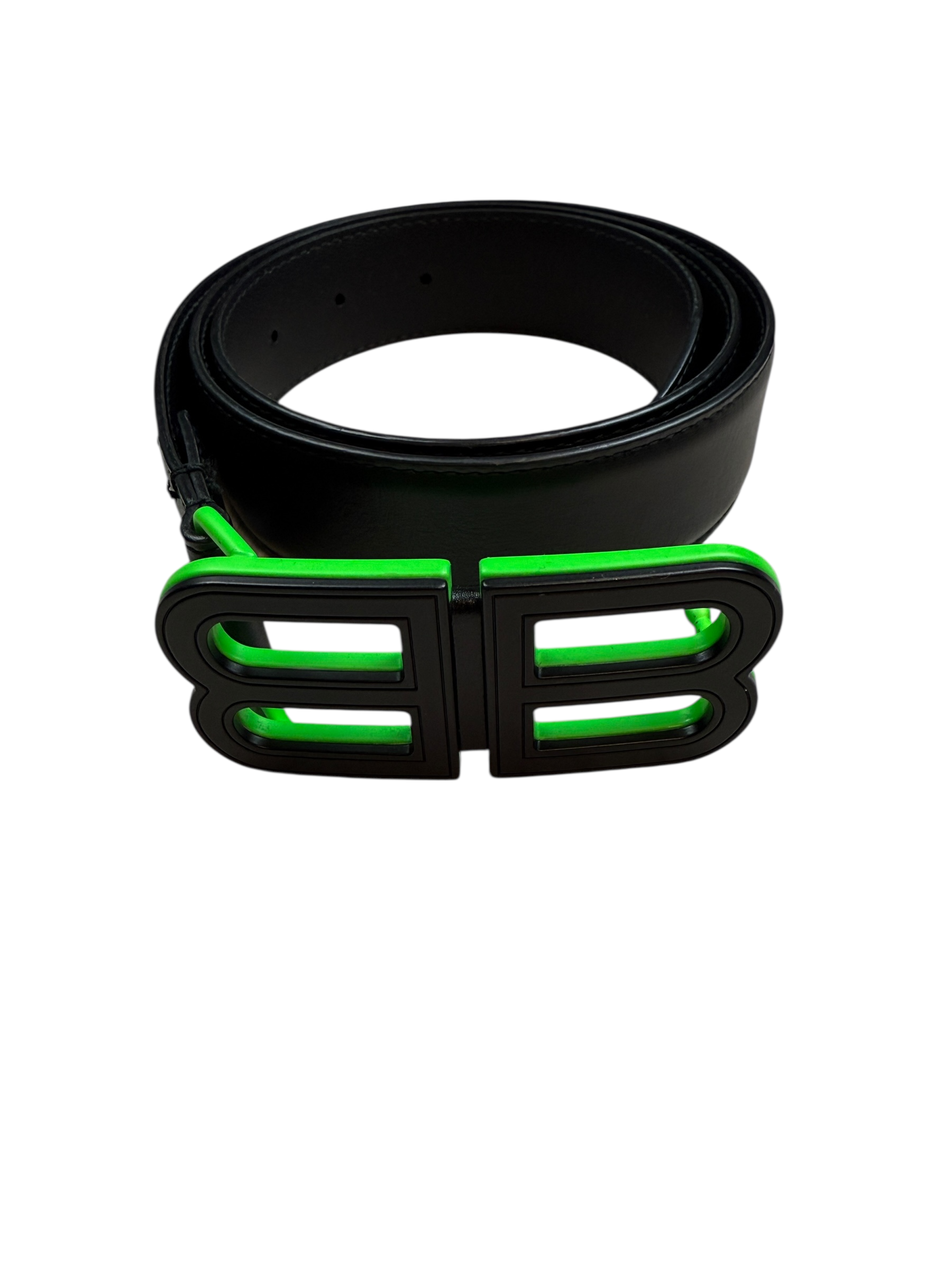 CEINTURE BALENCIAGA - NOIR / VERT NÉON - 102 CM