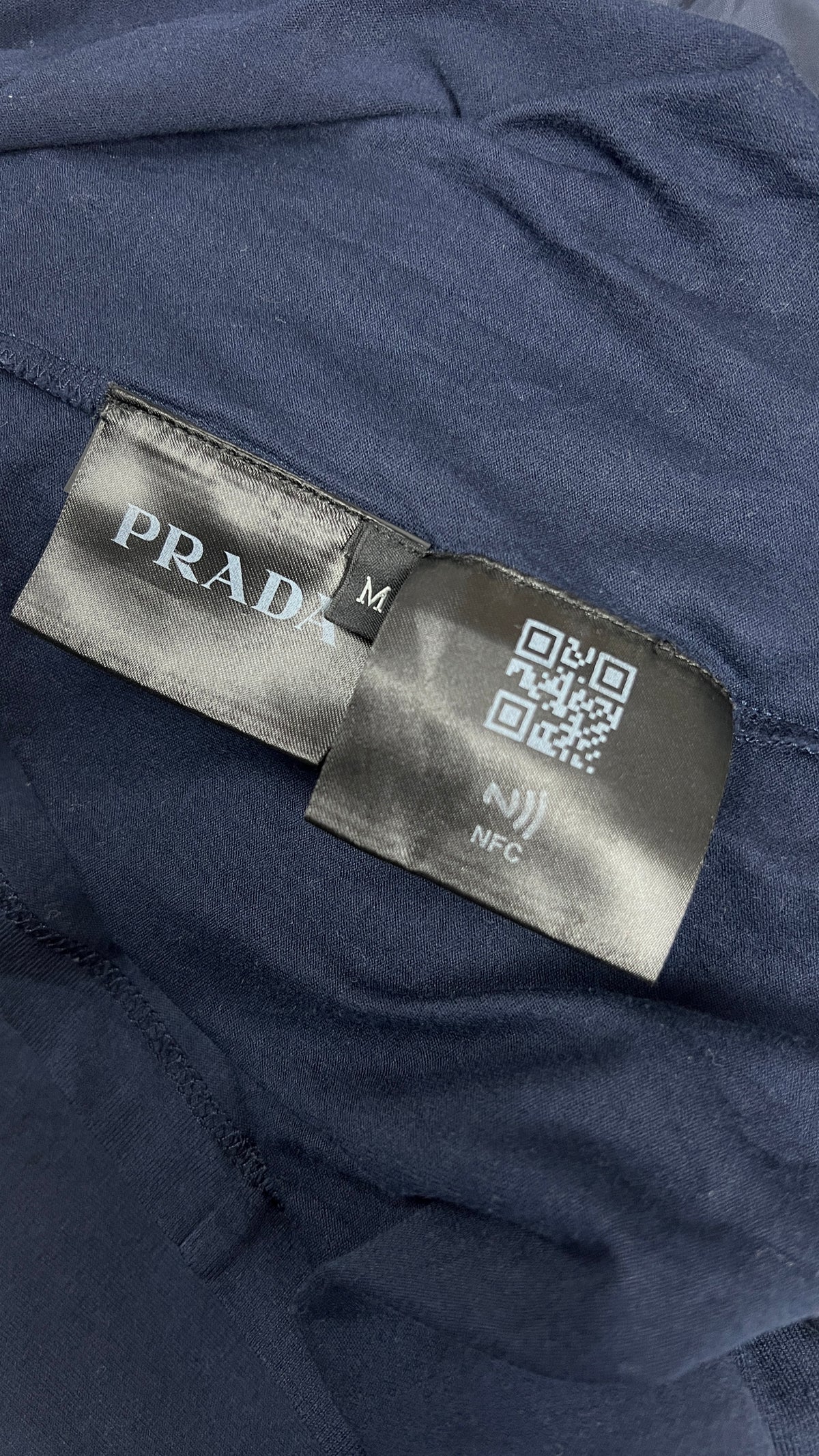 Tee-shirt Manches Longues Prada Poche Nylon, Marine, Taille M — photographie complémentaire 3