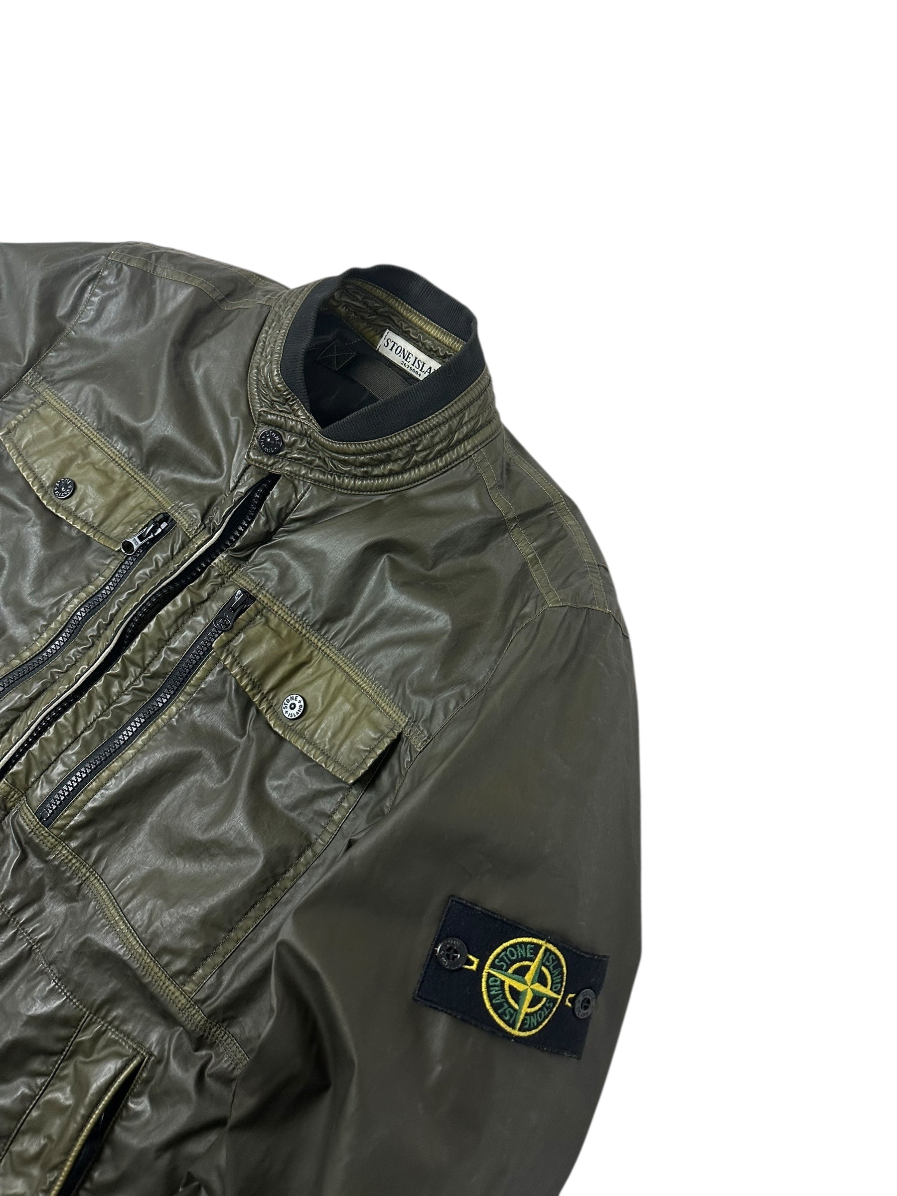 VESTE STONE MUSSOLA GOMMATA VINTAGE - KAKI - TAILLE L