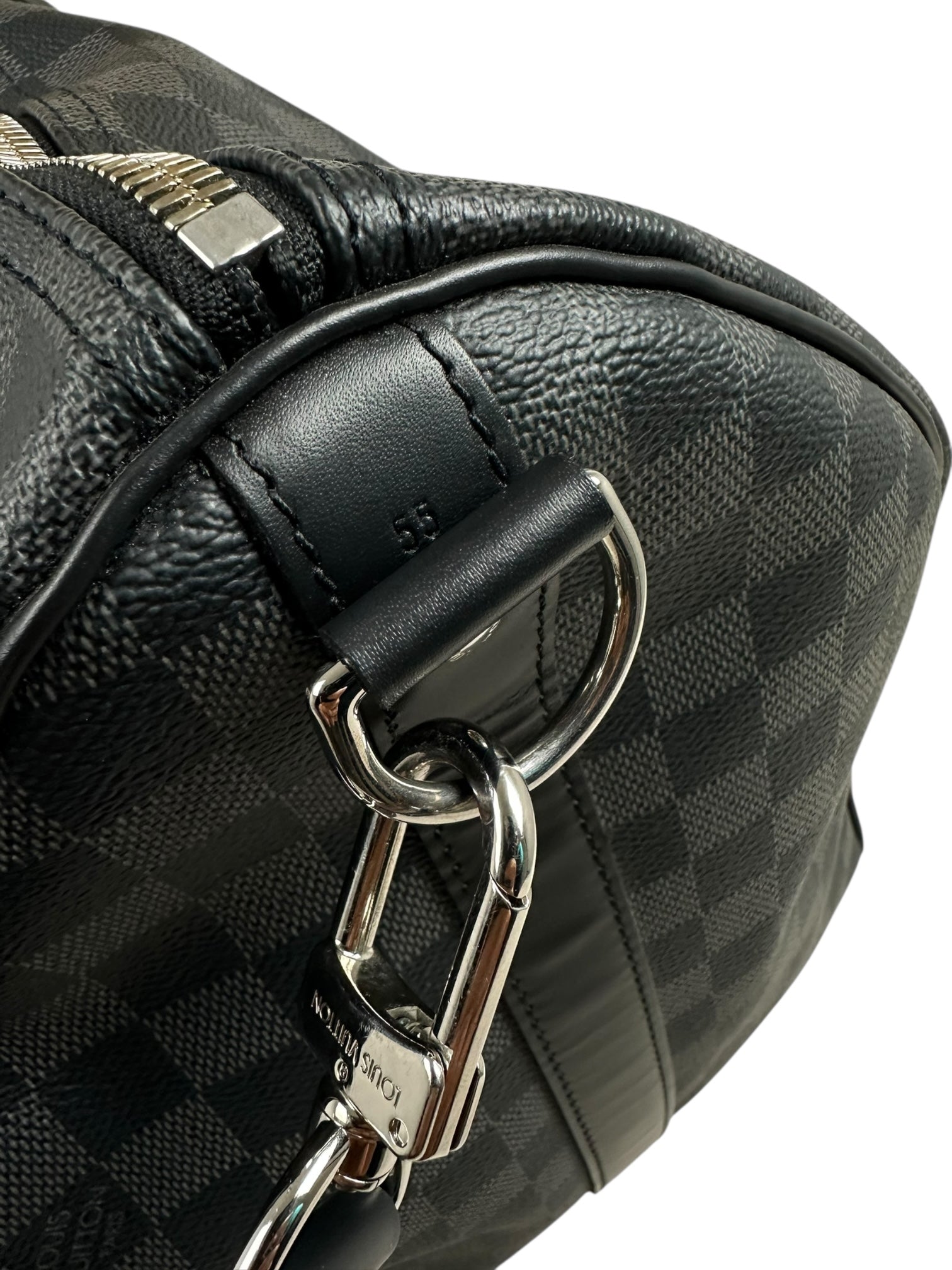 LOUIS VUITTON - SAC DE VOYAGE KEEPALL BANDOULIÈRE 55 - TOILE DAMIER GRAPHITE