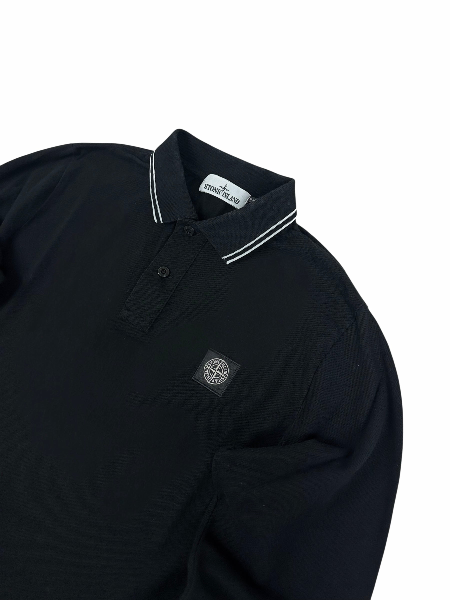 POLO MANCHES LONGUES STONE ISLAND - NOIR - TAILLE L