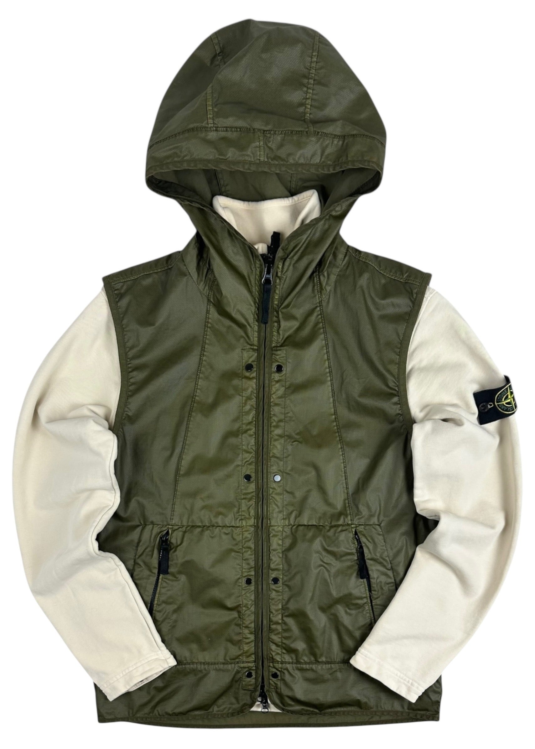 VESTE HYBRIDE STONE ISLAND 2/1 IMPERMÉABLE / COTON - KAKI / BEIGE - TAILLE M