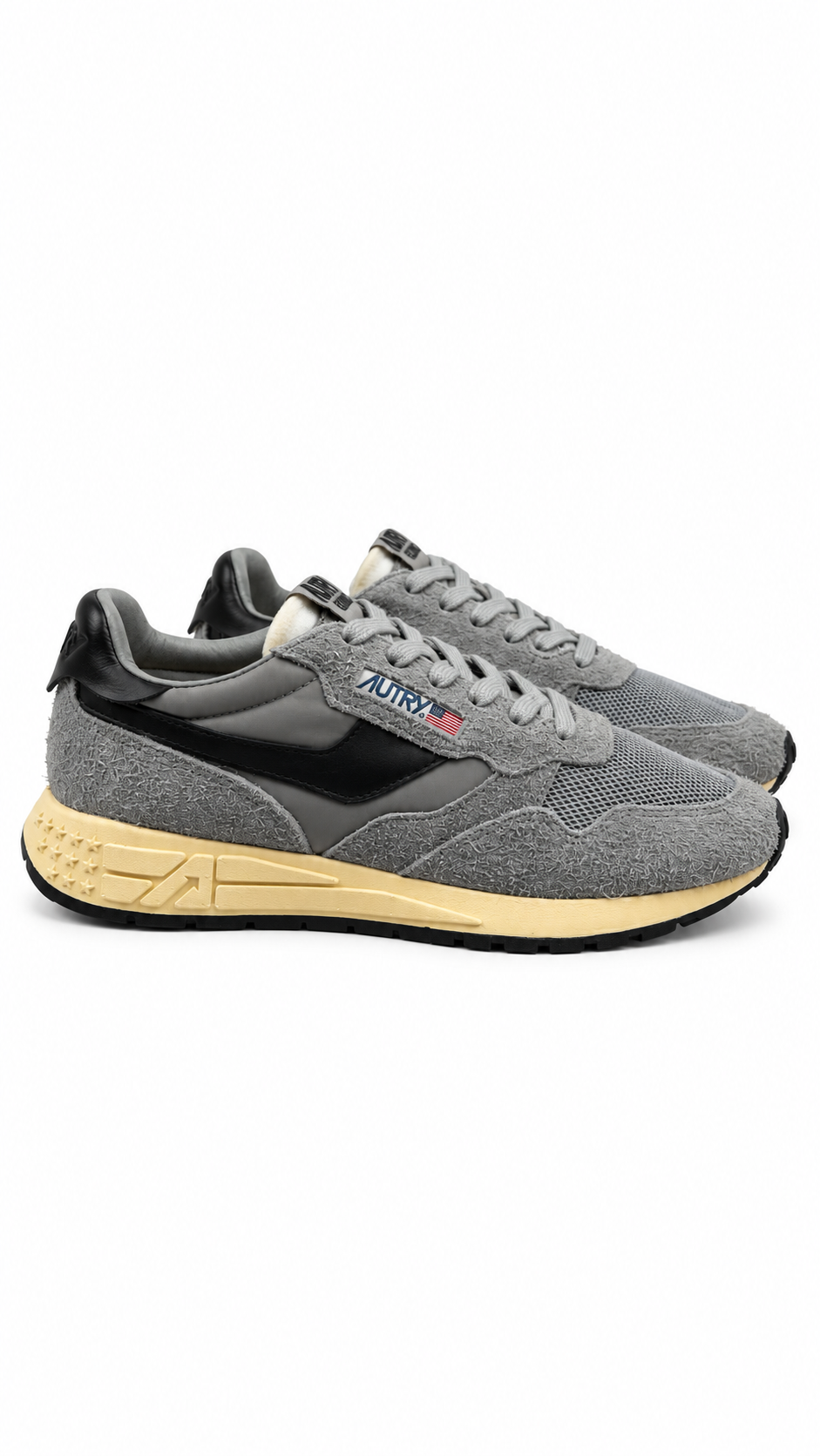 Sneakers Autry Reelwind Low Nylon Daim Plumbeo gris et noir, neuves — vue 1