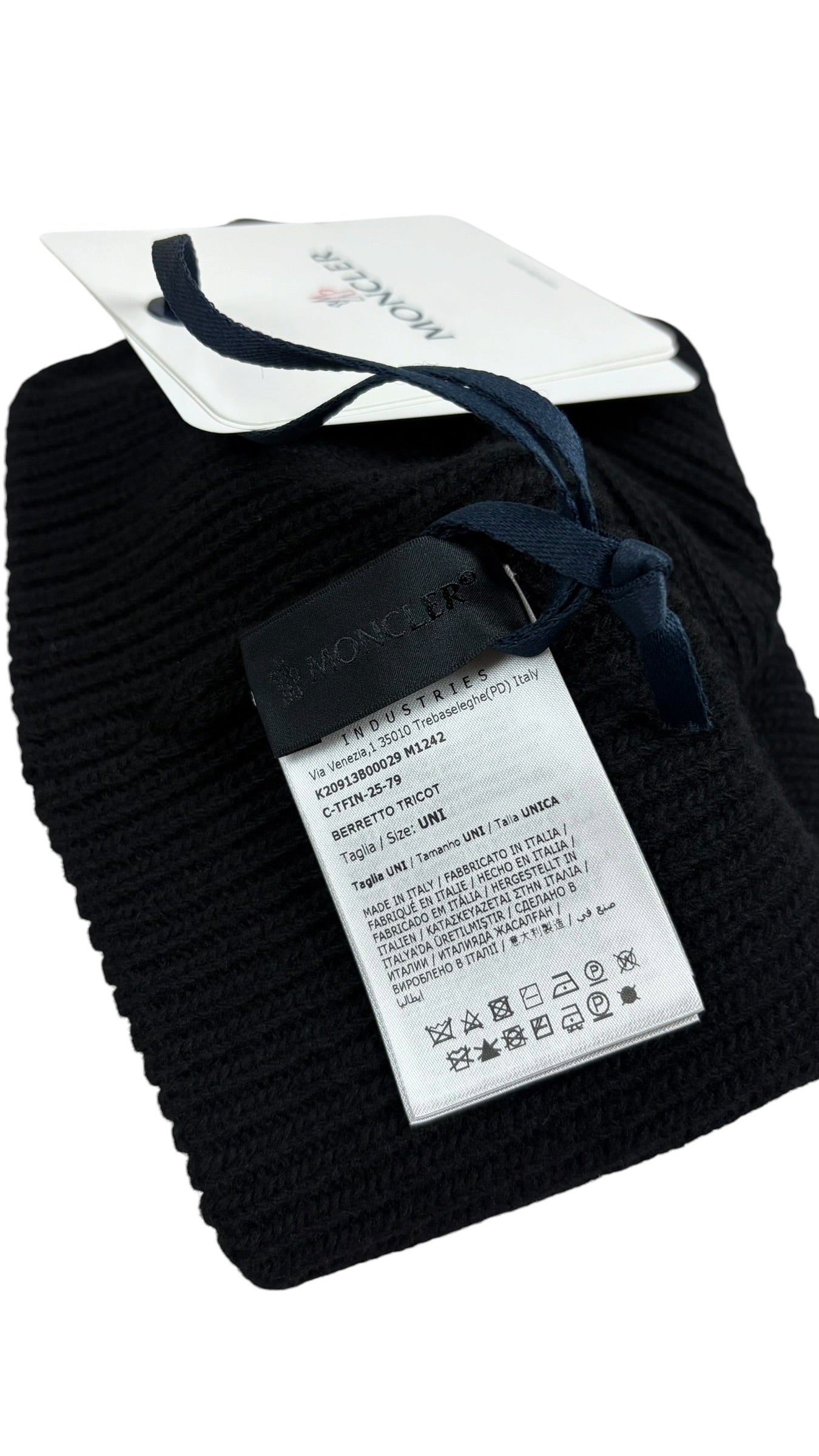 Bonnet Moncler en laine vierge noir taille unique neuf - vue 3/3