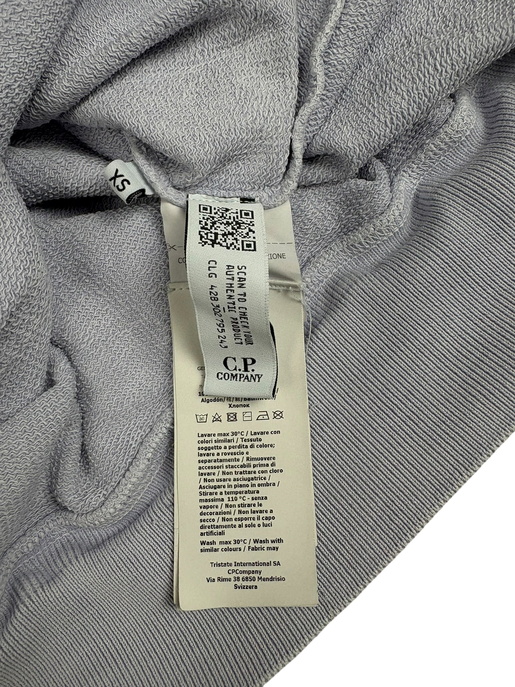 Hoodie C.P Company mauve taille XS - Logo et étiquette