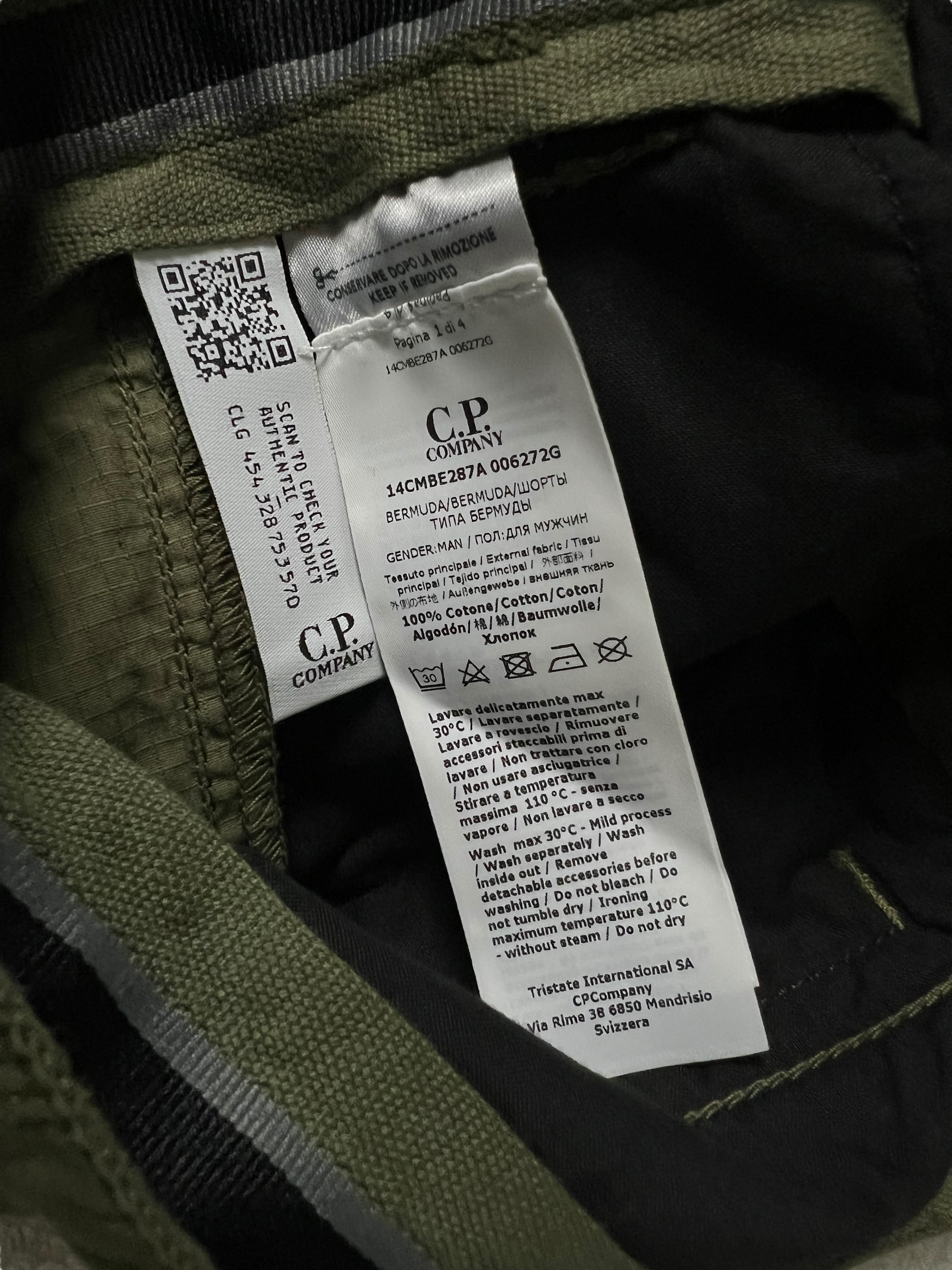 Short C.P Company kaki taille M - Vue côté