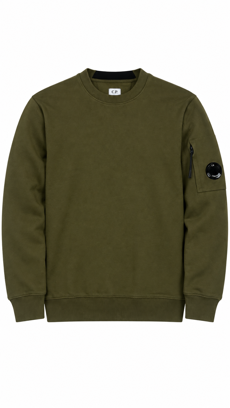 Sweat-shirt Crewneck C.P Company Diagonal Raised Fleece Lens Ivy Green kaki, neuf — vue 1