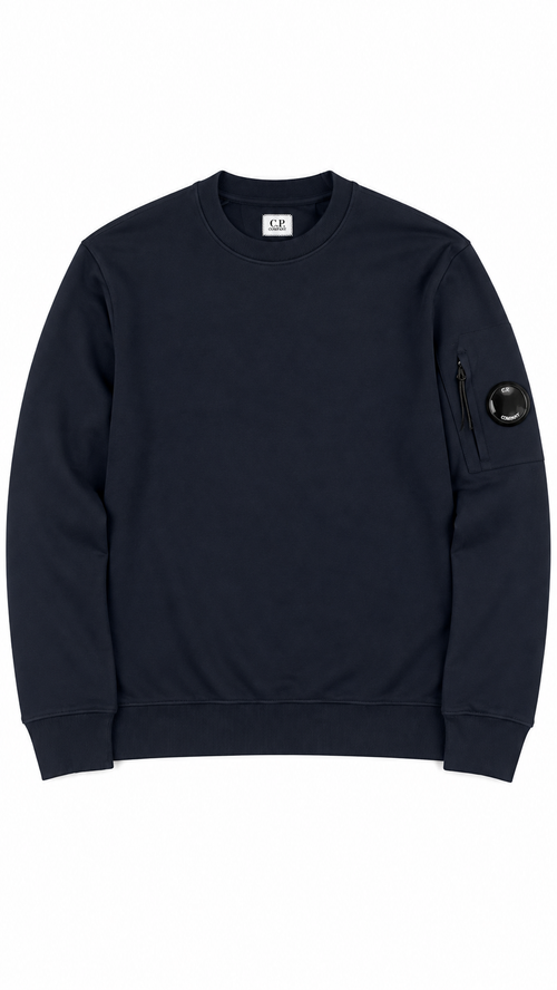 Sweat-shirt Crewneck C.P Company Diagonal Raised Fleece Lens Total Eclipse - Marine - Neuf