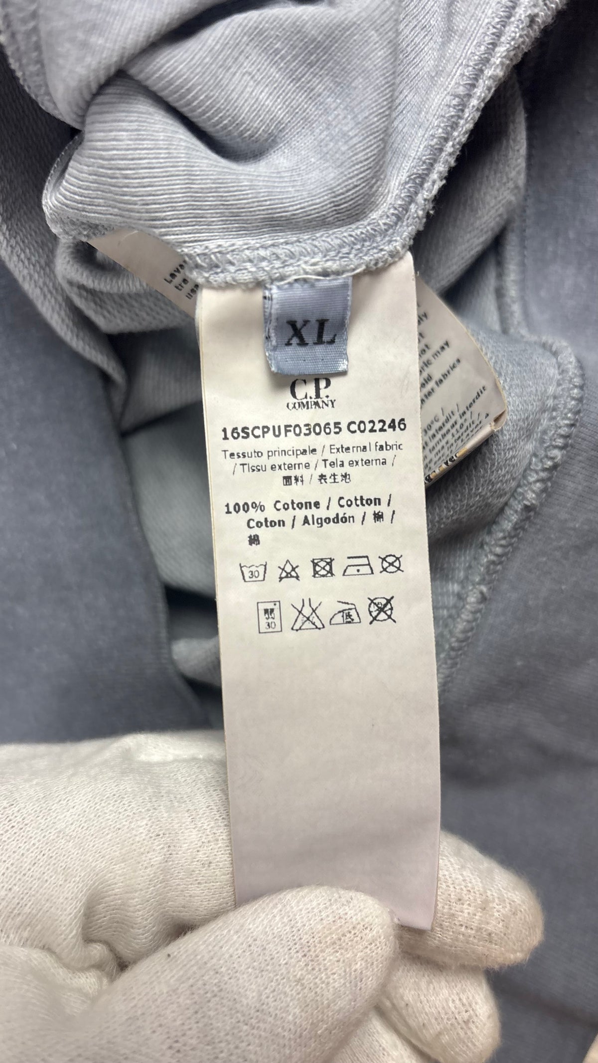 Sweat-shirt Crewneck C.P Company Logo Délavé gris taille XL, détail étiquettes et finitions — vue 4