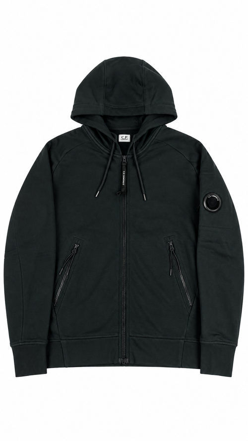 Sweat-shirt Hoodie Zippé C.P Company Diagonal Raised Fleece Lens Raven - Gris - Neuf