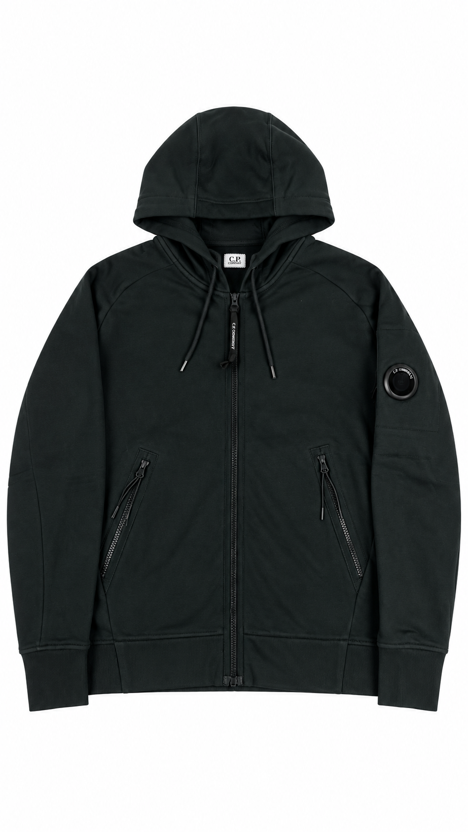 Sweat-shirt Hoodie Zippé C.P Company Diagonal Raised Fleece Lens Raven gris, neuf — vue 1