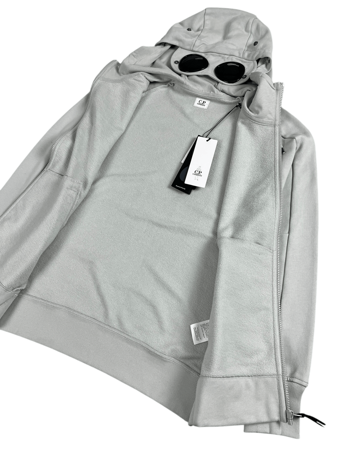 Sweat-shirt Hoodie Zippé C.P Company Goggle gris, détail matière et finitions — vue 4