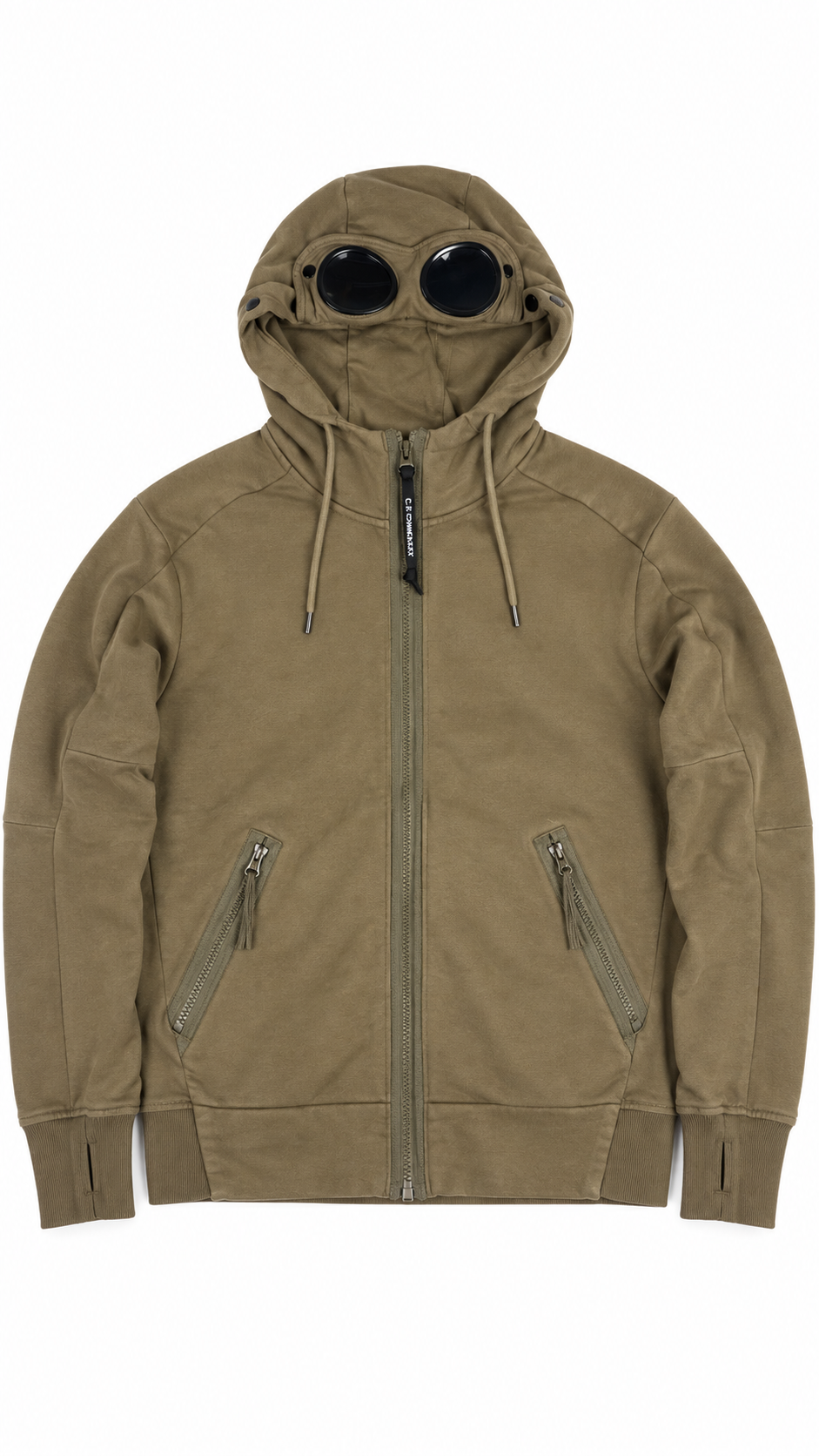 Sweat-shirt Hoodie Zippé C.P Company Goggle kaki taille XS, seconde main authentifiée NB08 — vue 1