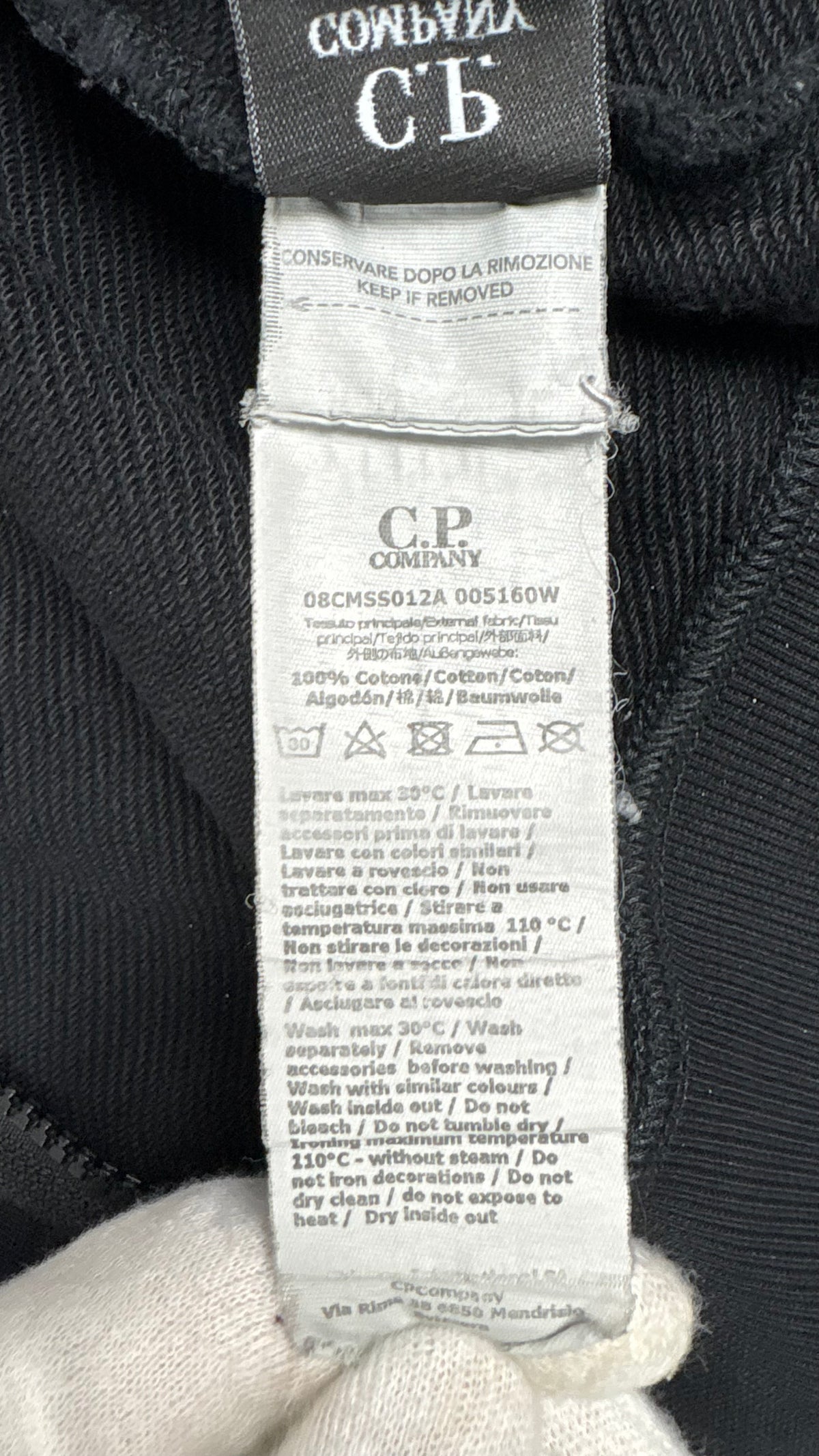 Sweat-shirt Hoodie Zippé C.P Company Goggle noir taille M, détail étiquettes et finitions — vue 5
