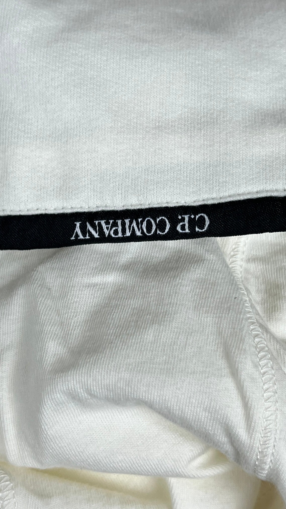 Sweat-shirt Hoodie Zippé C.P Company Light Fleece Lens blanc taille S, détail étiquettes et finitions — vue 4