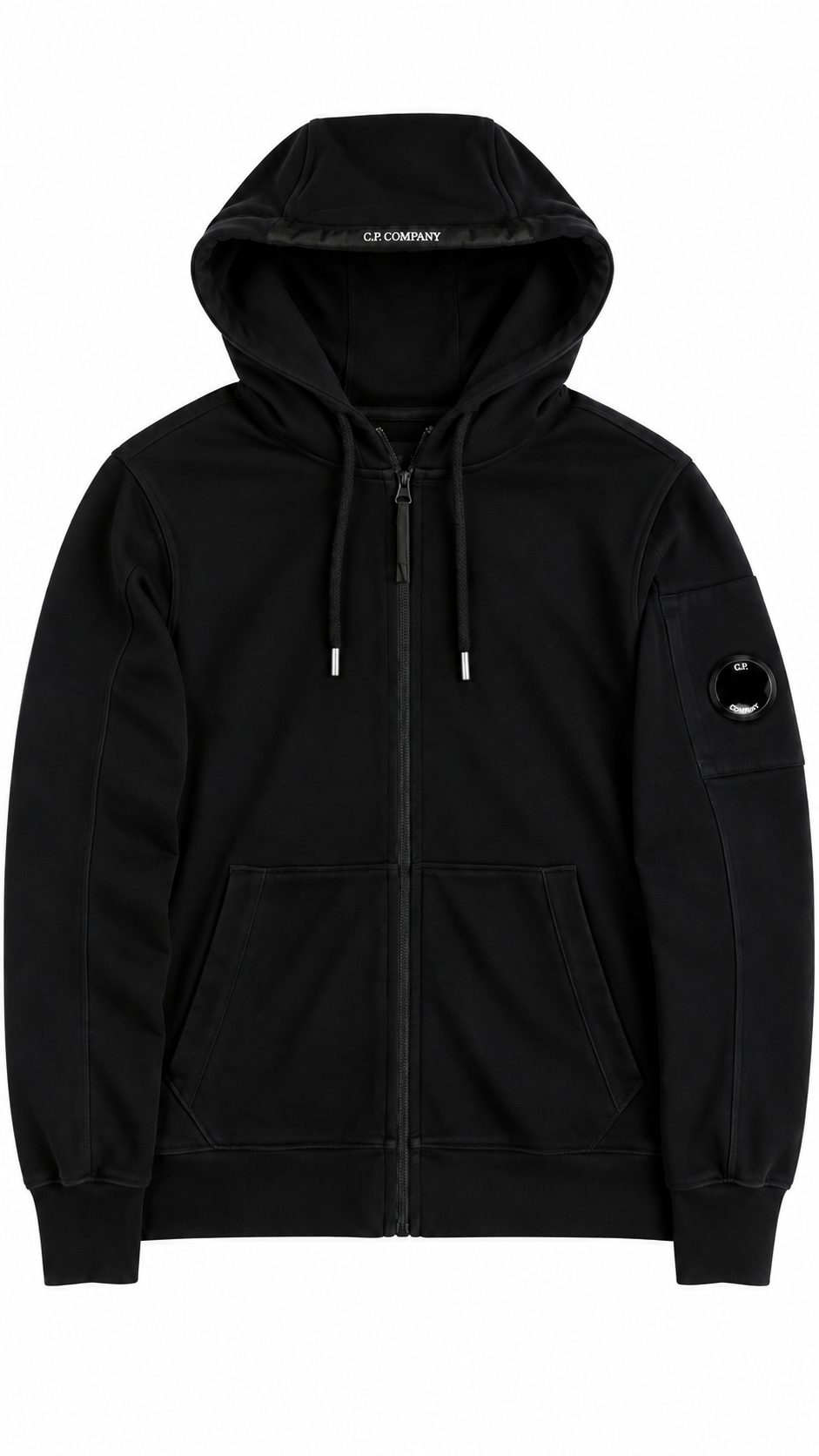 Sweat-shirt Hoodie Zippé C.P Company Light Fleece Lens noir taille S, neuf — vue 1