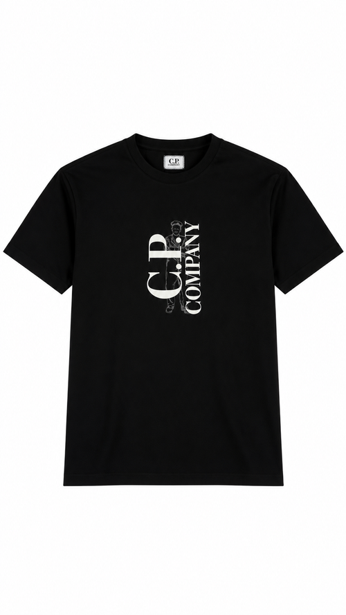 Tee-shirt C.P Company 30/1 Jersey Logo Vertical - Noir - Neuf