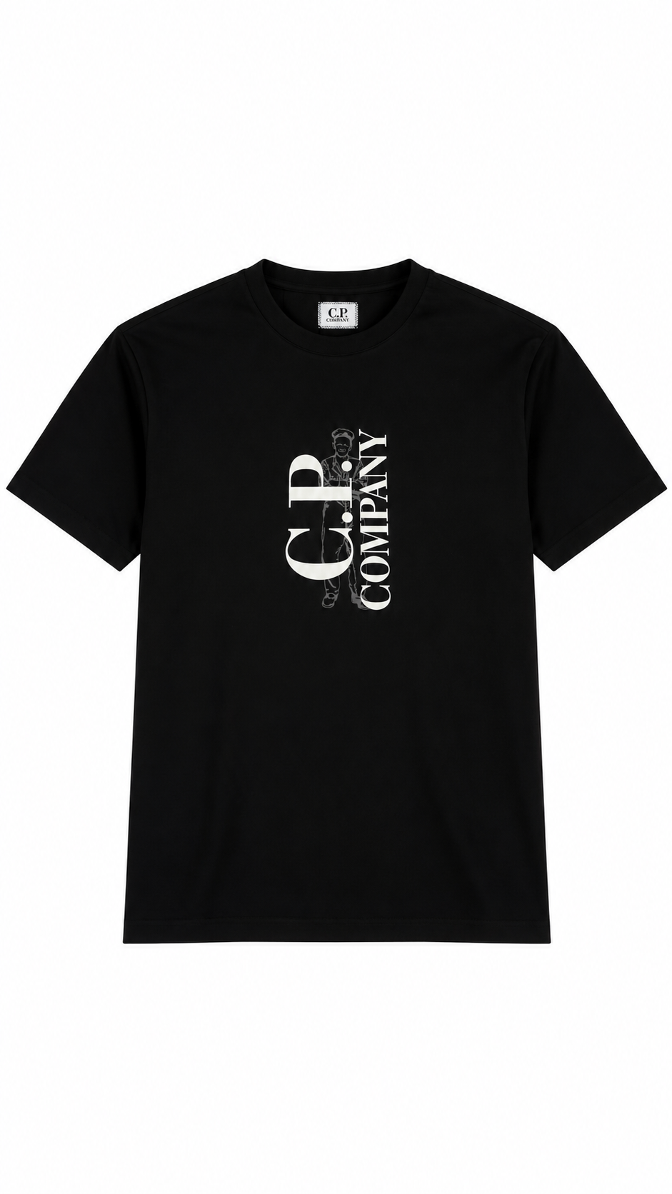 Tee-shirt C.P Company 30/1 Jersey Logo Vertical noir, neuf — vue 1