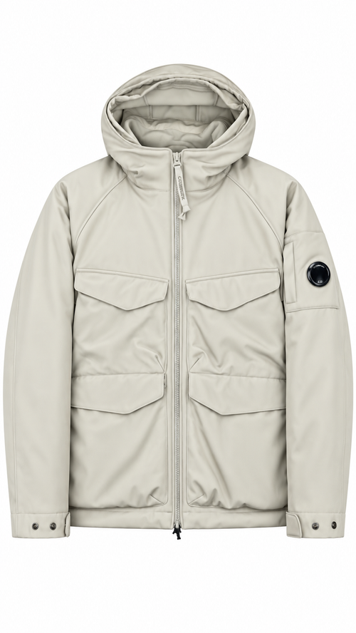 Veste à Capuche C.P Company Shell-R Lens Silver Birch - Blanc Cassé - Neuf