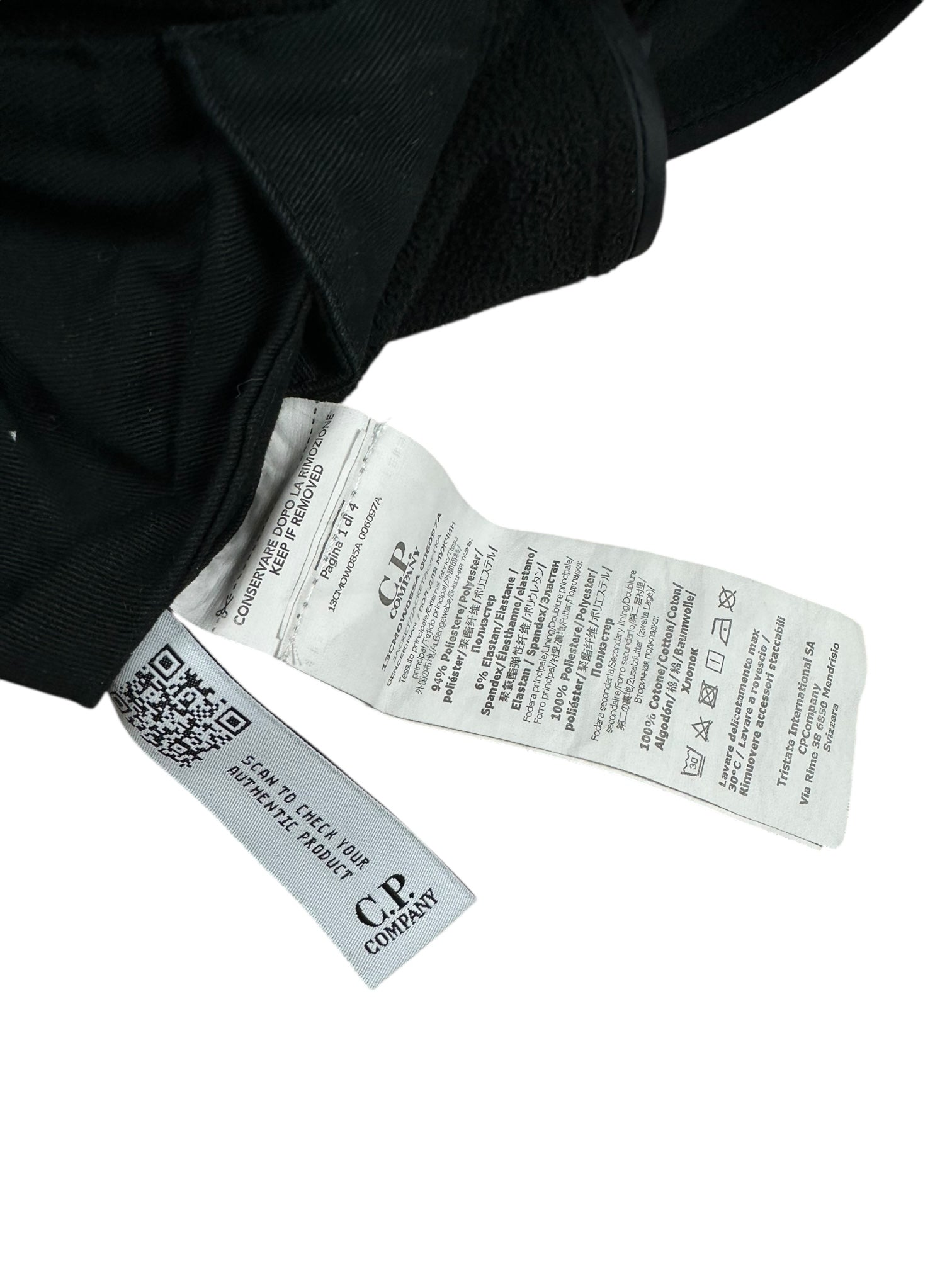 Veste C.P Company noir taille 52 - Logo et étiquette