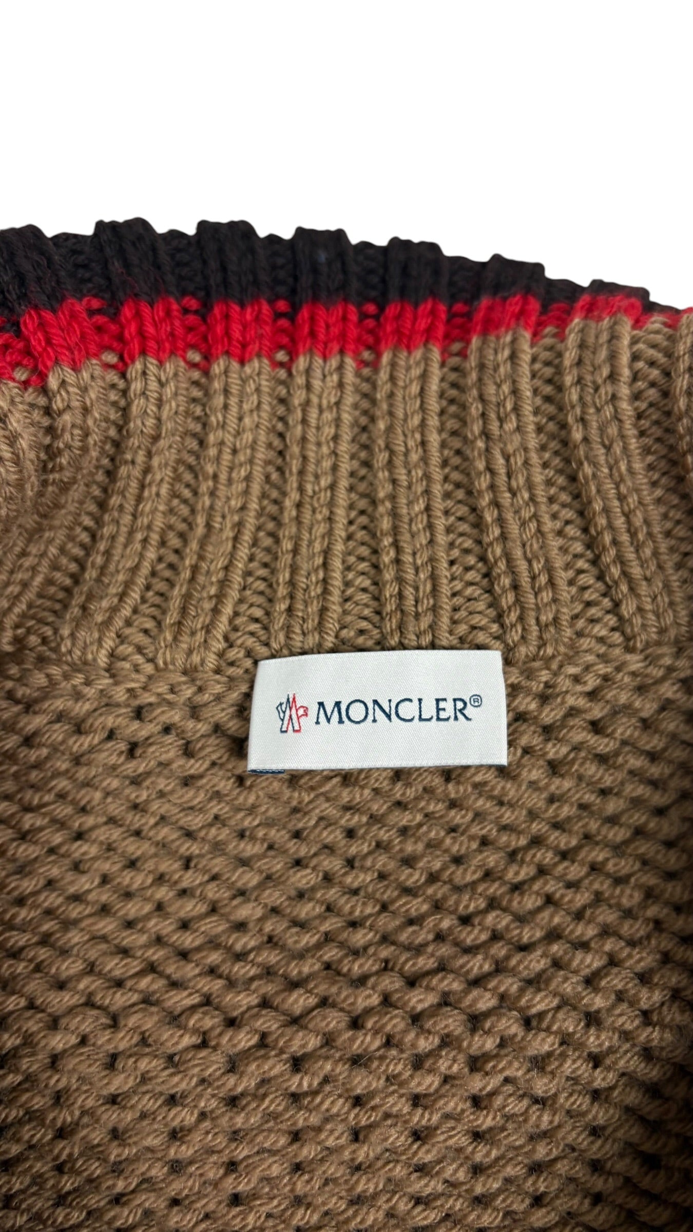 Cardigan Moncler zippé en laine matelassé camel taille L neuf - vue 3/5