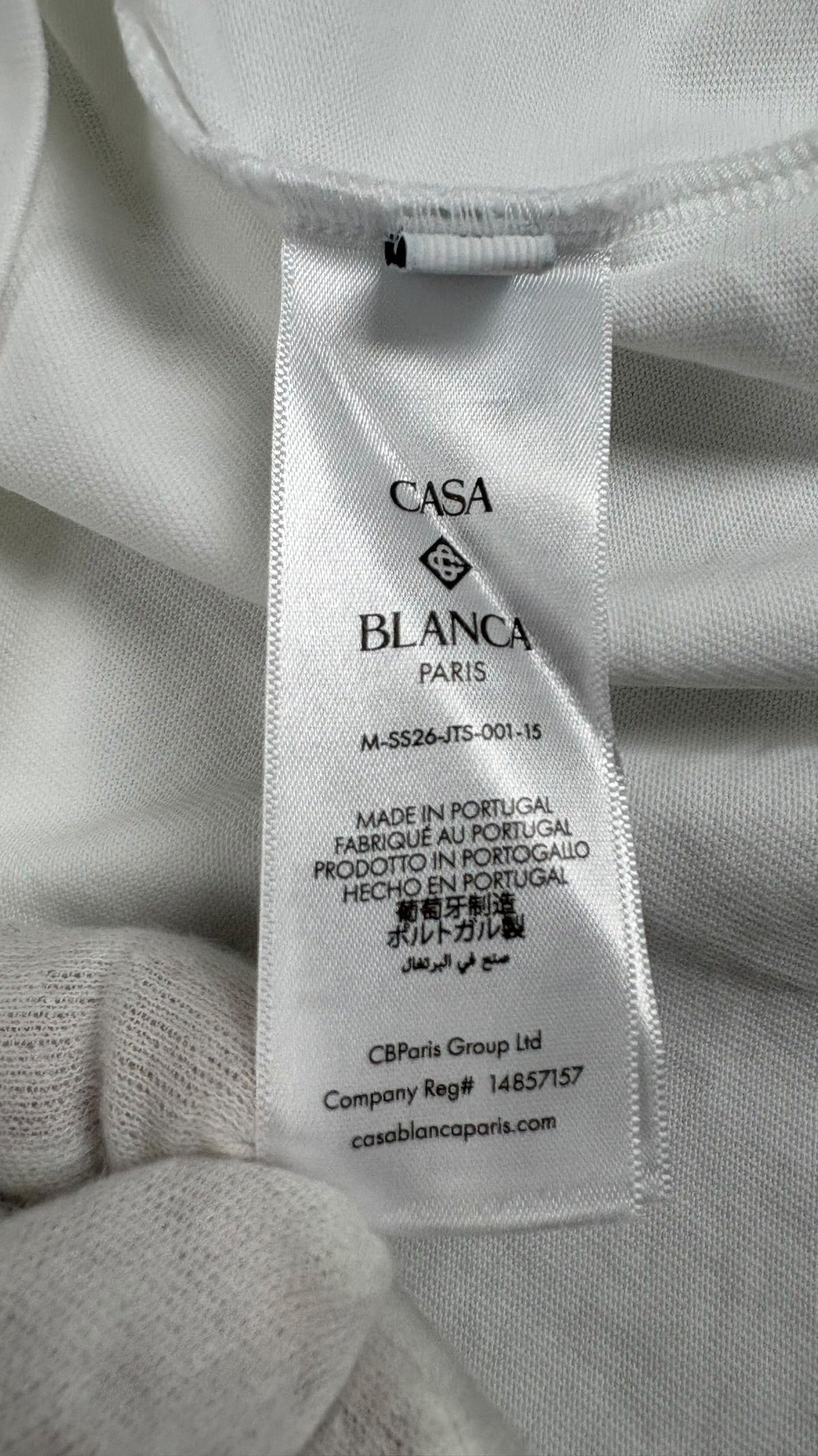 Tee-shirt Casablanca Tennis Landscape blanc, neuf, détail étiquettes et finitions — vue 4