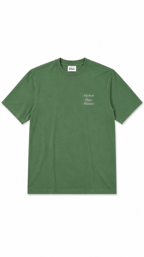 Tee-shirt Drôle De Monsieur Slogan Calligraphy - Vert - Neuf