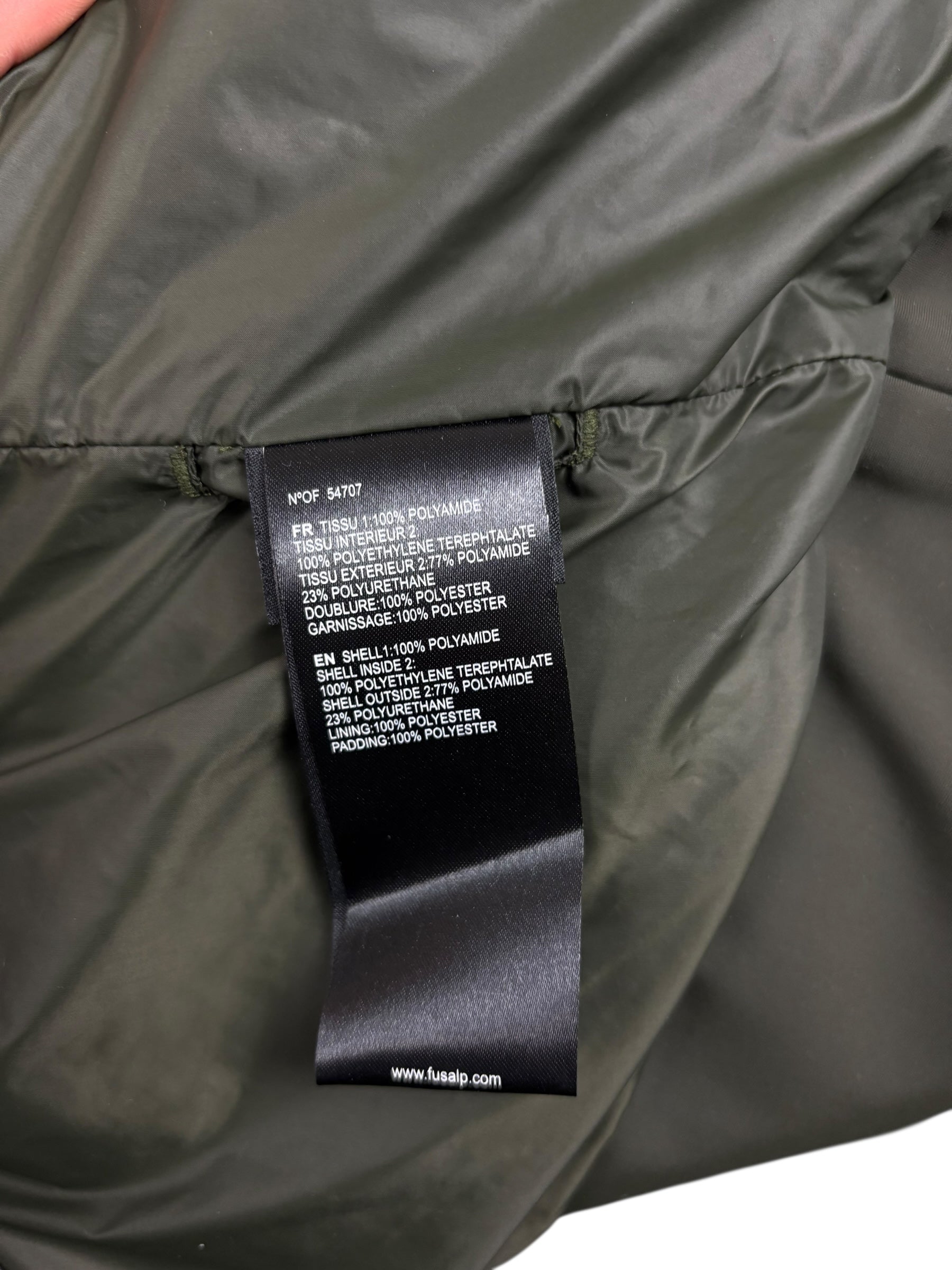 Doudoune Fusalp kaki taille 52 - Logo et étiquette