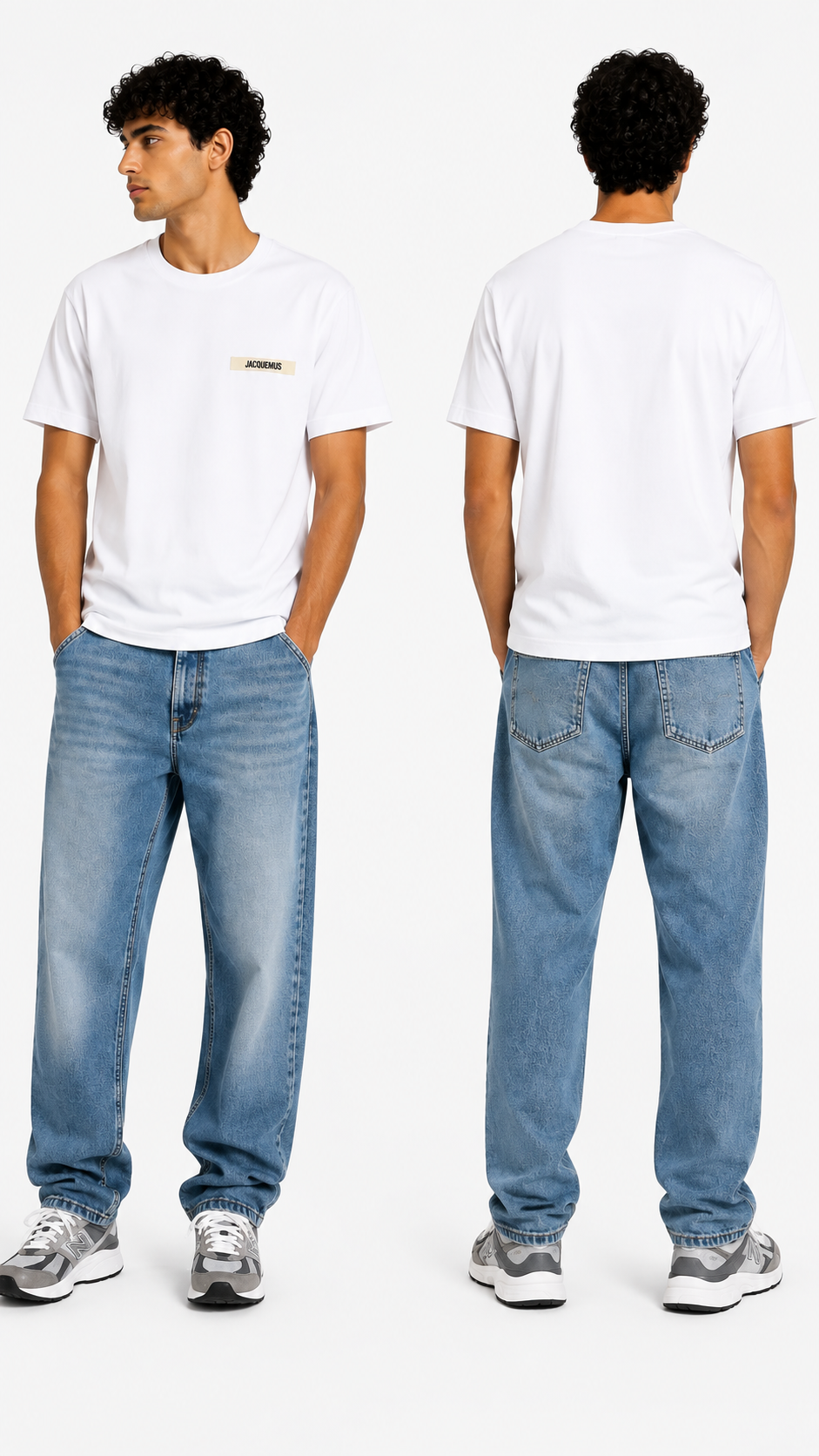 T-shirt Gros Grain Jacquemus blanc neuf, col rond à côtes en détail — vue 3