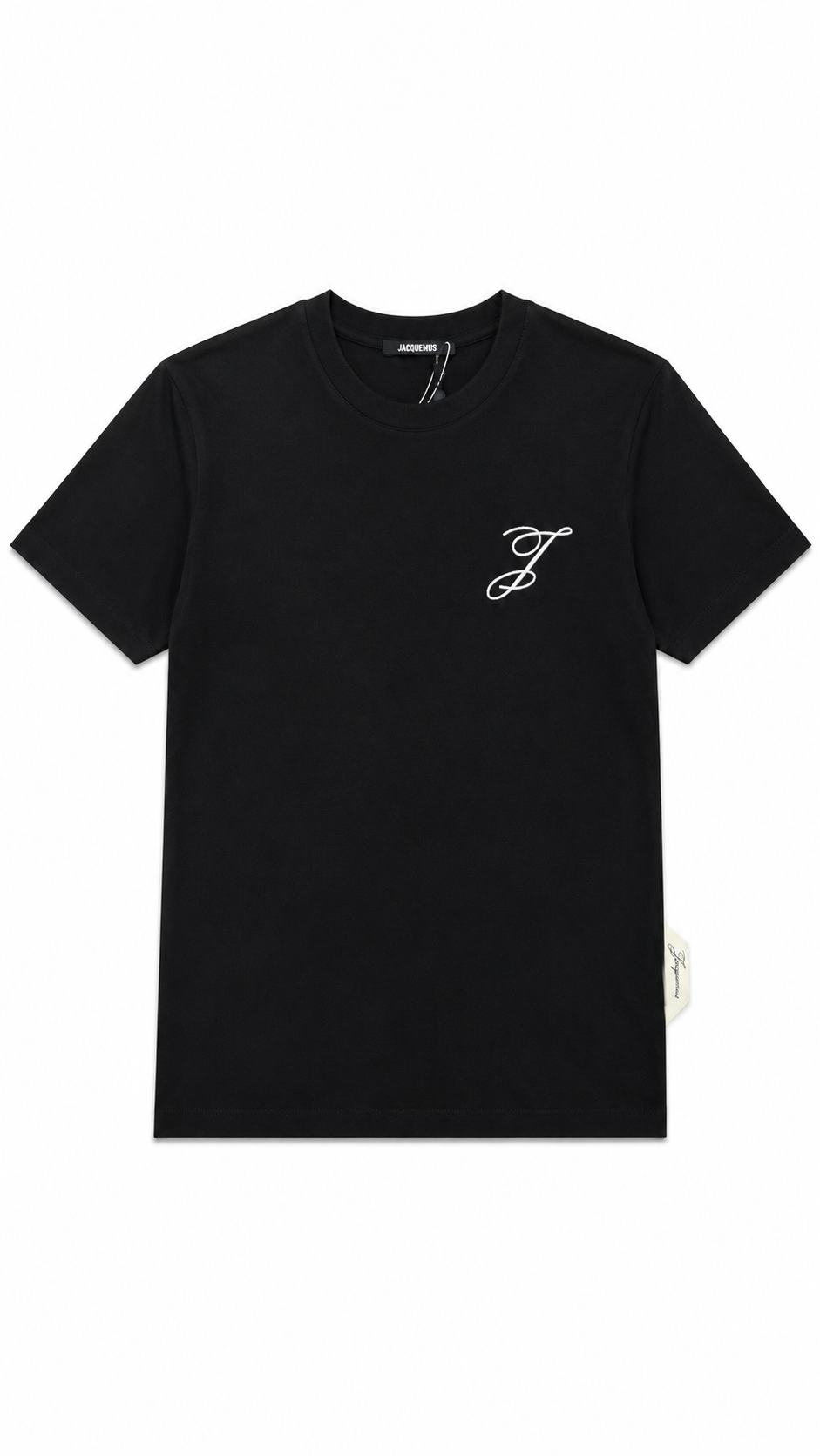 T-shirt Logo Jacquemus noir neuf, J brodé ton sur ton sur la poitrine — vue 1