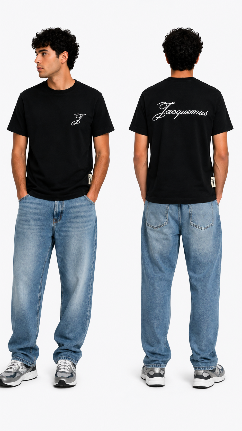 T-shirt Logo Jacquemus noir neuf, signature brodée sous l'encolure dos — vue 3