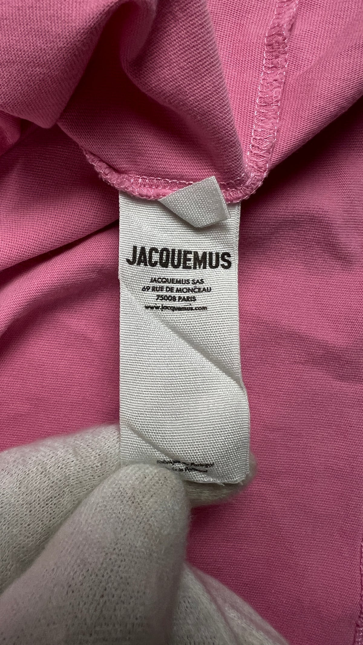 Tee-shirt Jacquemus Logo rose taille XS, détail étiquettes et finitions — vue 5
