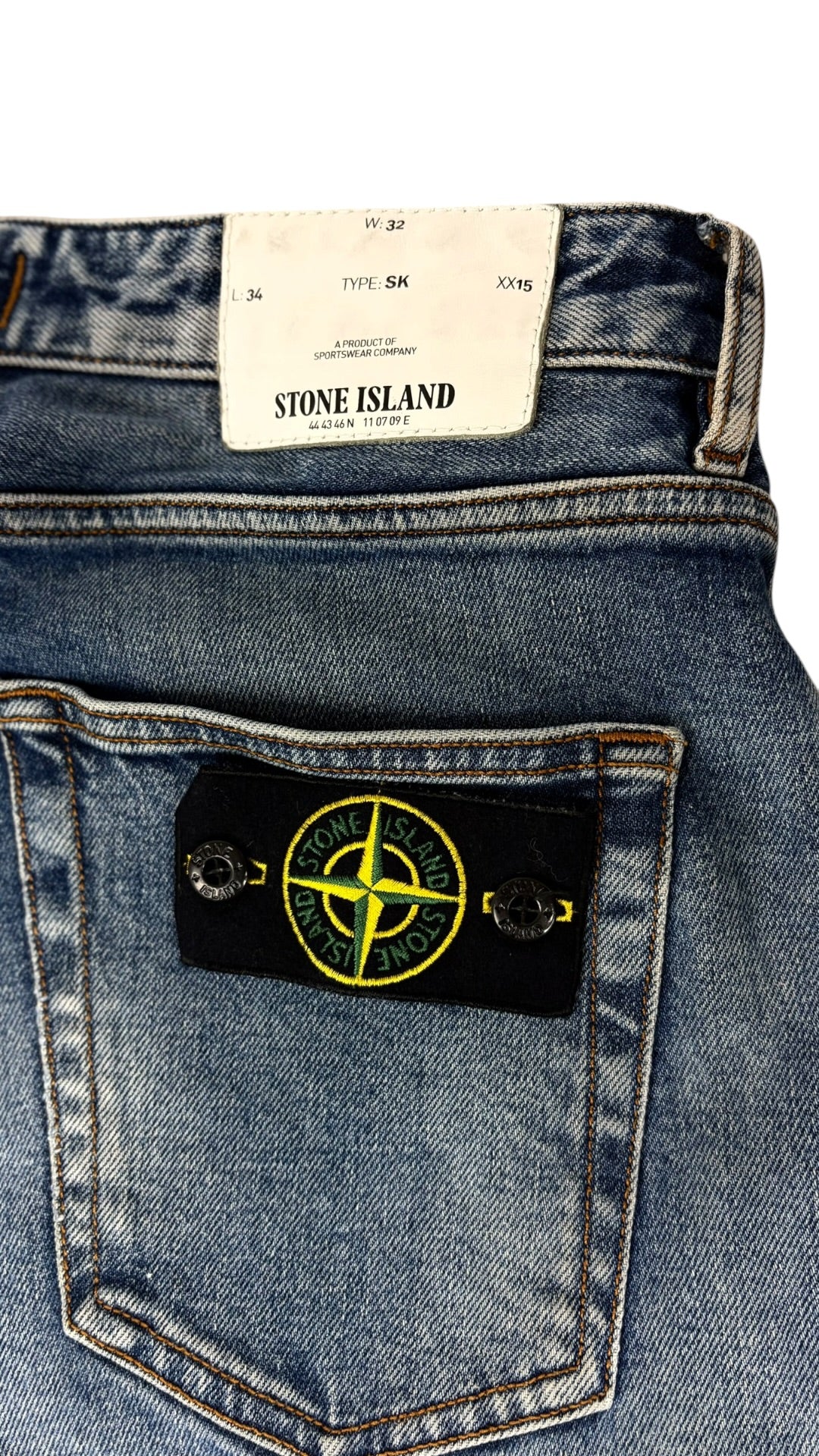 Jean Stone Island marine W32 reconditionné - détail | Authentique NB08