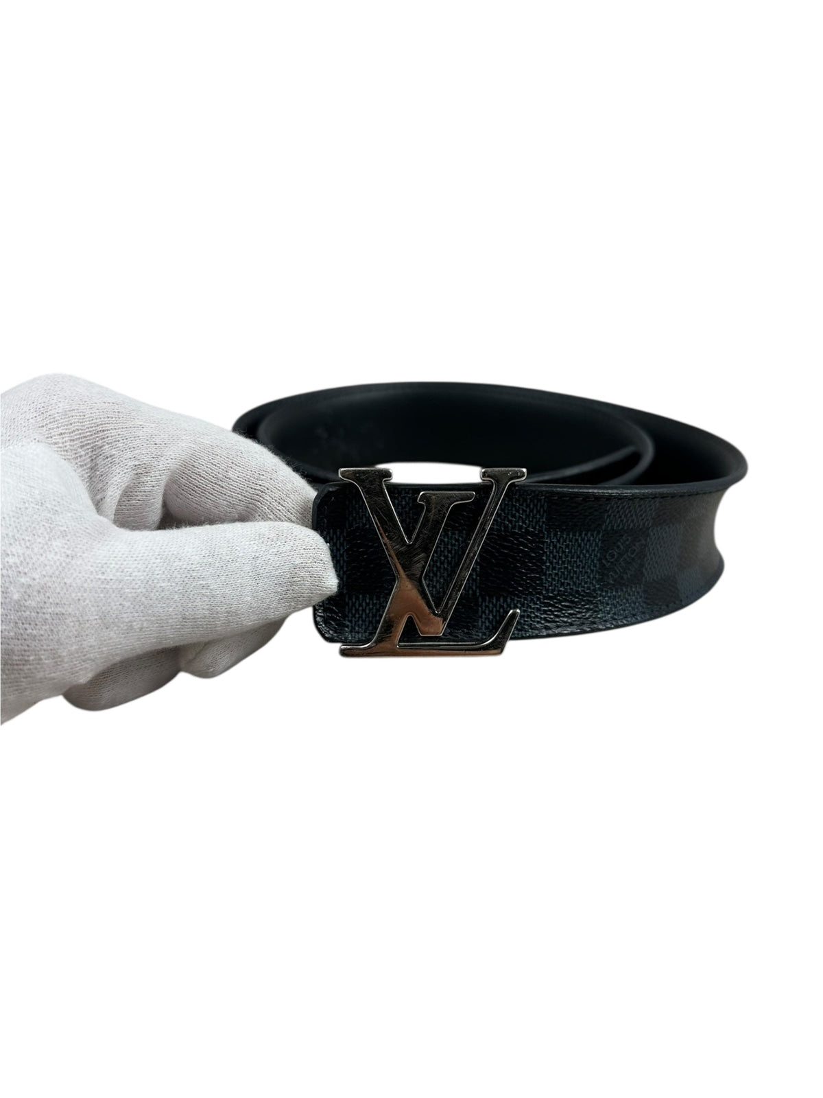Ceinture Louis Vuitton Toile Damier Graphite noir / gris taille 90 cm, seconde main authentifiée NB08 — vue 1