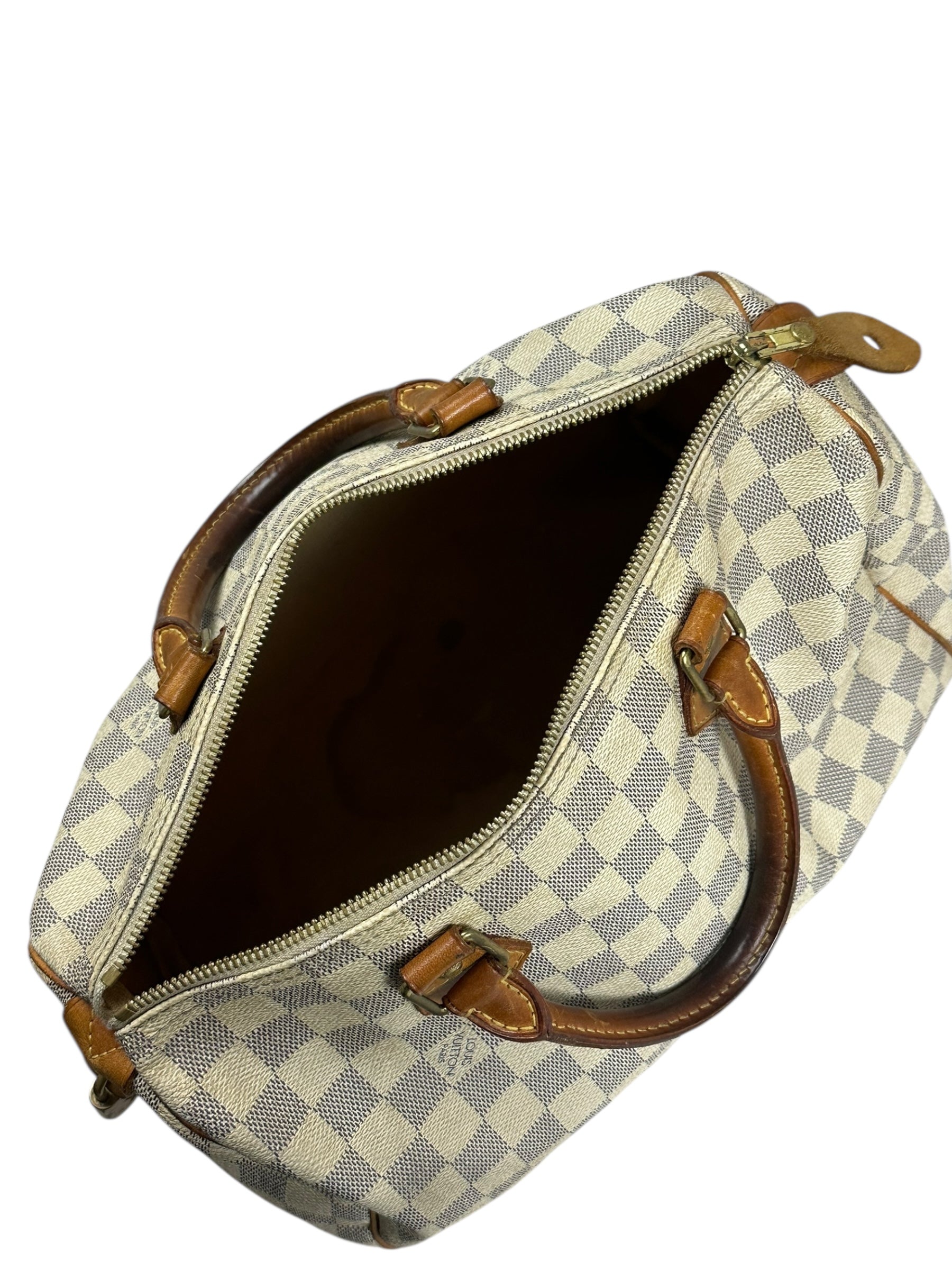 Sac Louis Vuitton beige / marron taille 30 - Logo et étiquette