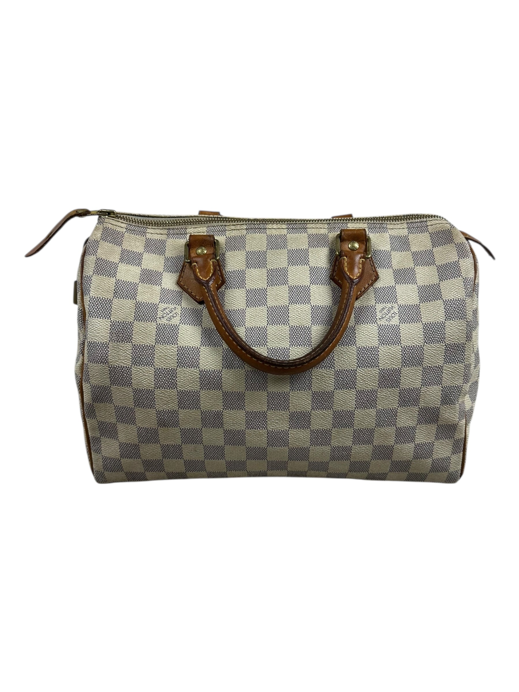 Sac Louis Vuitton beige / marron taille 30 - Vue de face