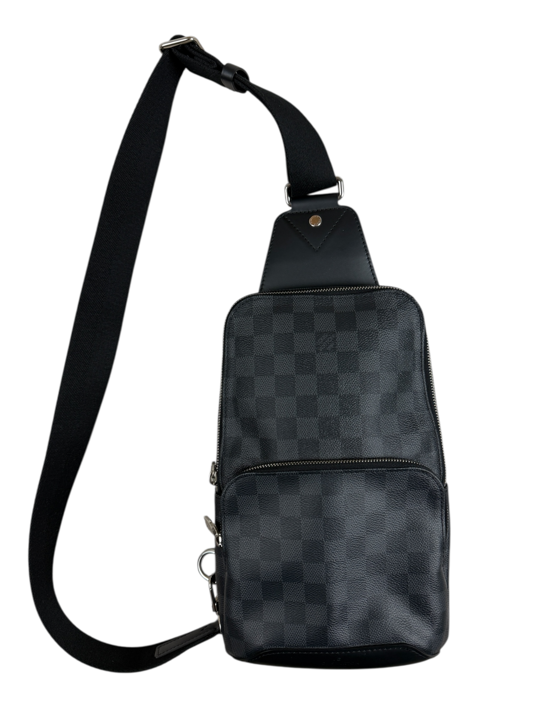 Sac Louis Vuitton noir / gris taille NM - Vue de face