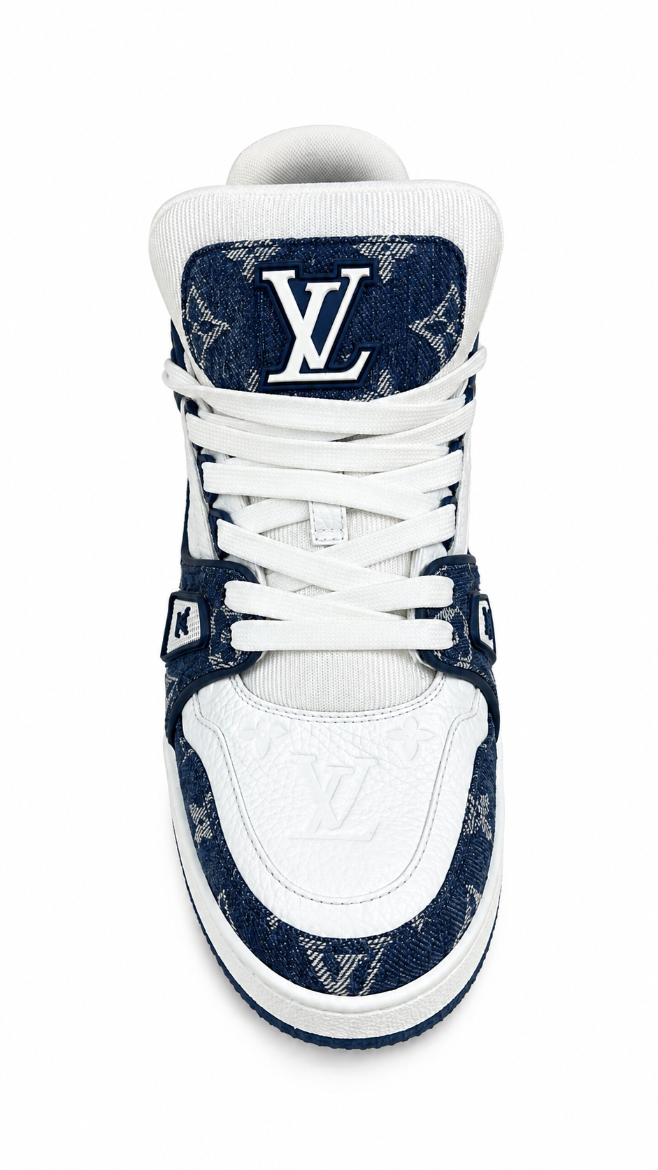 Sneakers Louis Vuitton LV Trainer Monogram Denim bleu, autre angle — vue 4