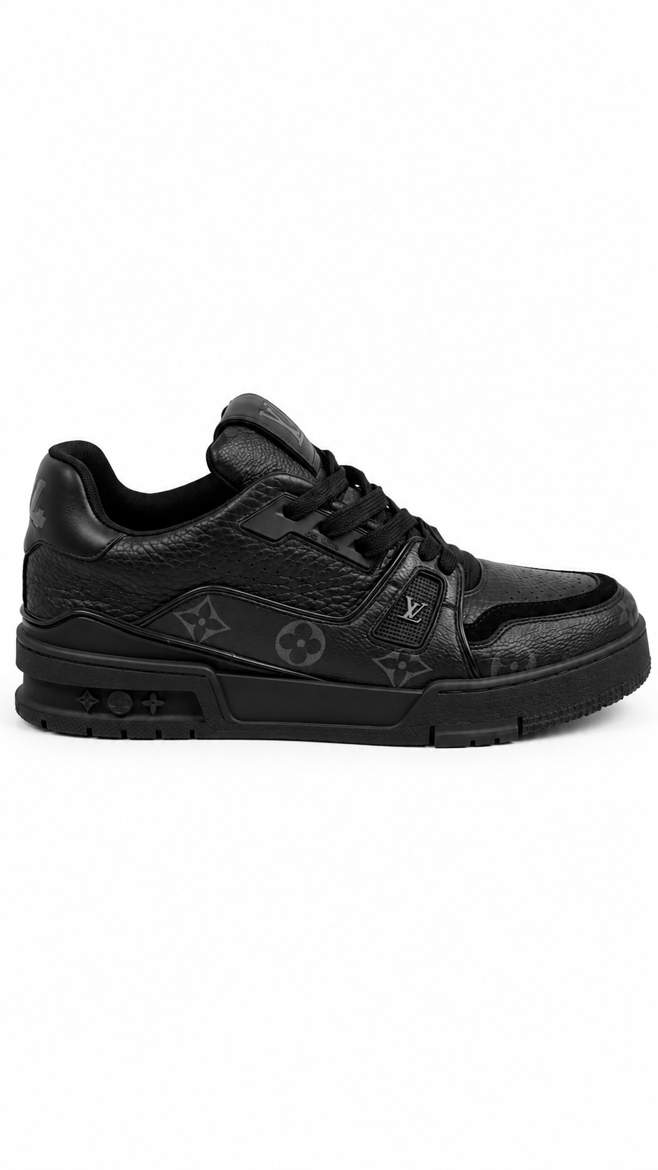 Sneakers Louis Vuitton LV Trainer Triple Black Monogram noir pointure 40, seconde main authentifiée NB08 — vue 1