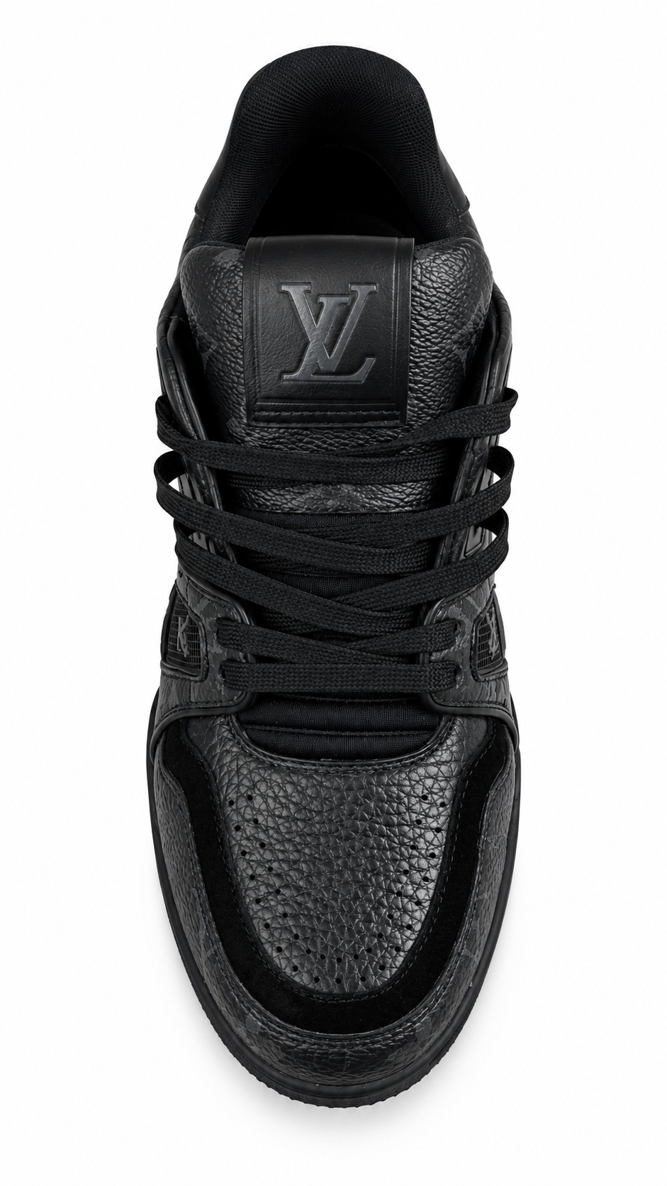 Sneakers Louis Vuitton LV Trainer Triple Black Monogram noir, autre angle — vue 2