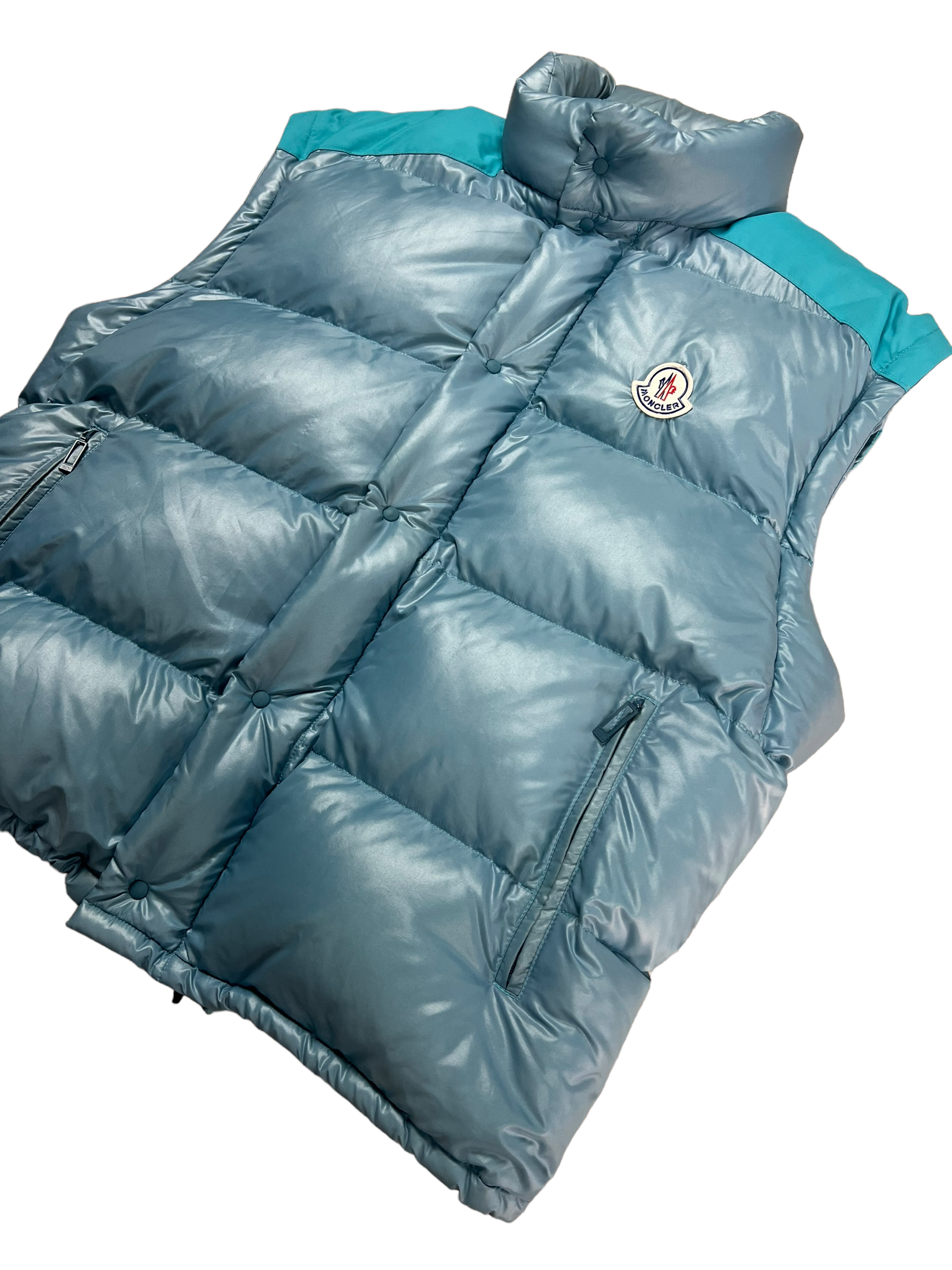 Doudoune Moncler bleu taille XL - Logo et étiquette