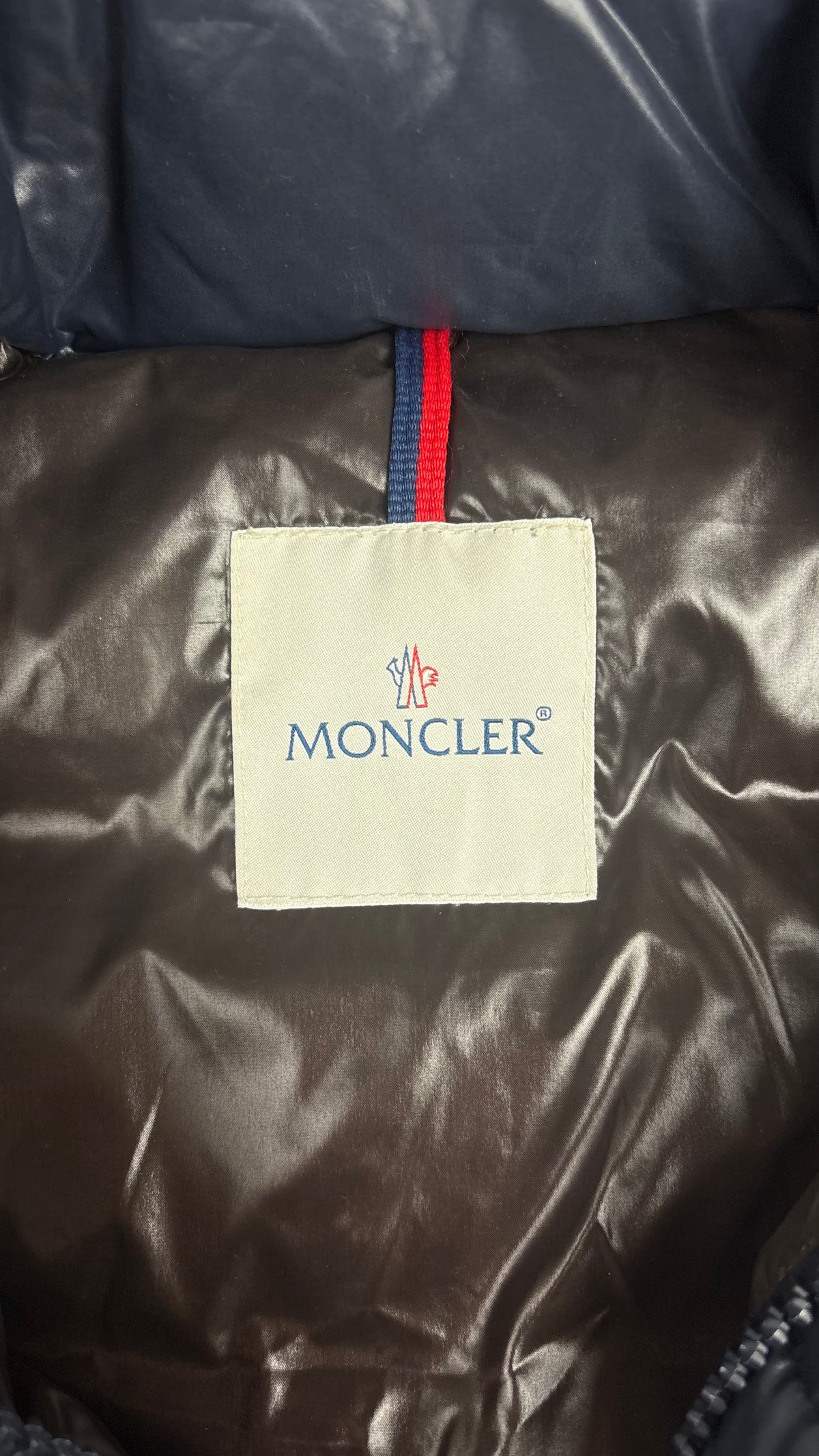 Gilet Doudoune Moncler Tib marine taille 3, détail étiquettes et finitions — vue 4